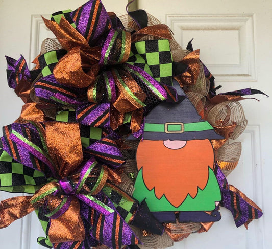 Halloween wreath, fall holiday wreath, front door wreath, handsome devil wreath, halloween reef, porch decor, fall holiday reef,
