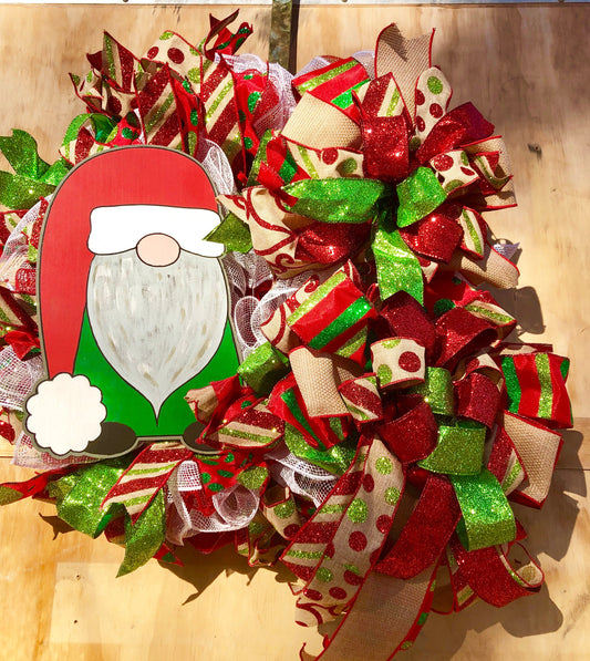 Santa gnome, Christmas wreath, best Christmas wreath, Santa reef, Christmas decor, front door decor, front porch decor, holiday decor,