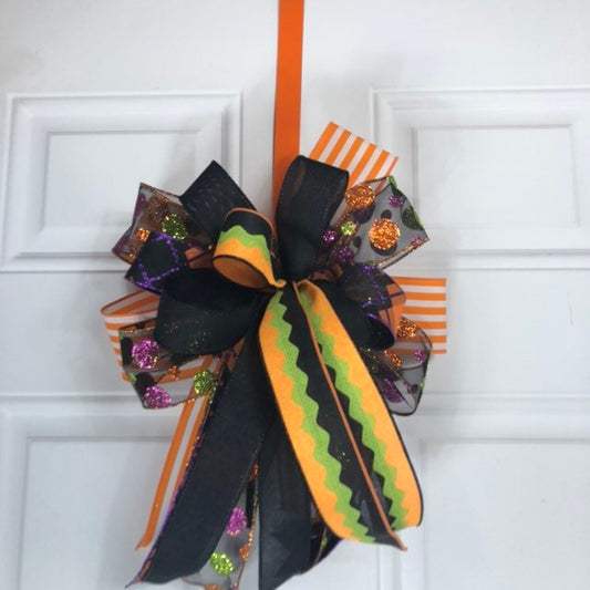 Halloween bow, wreath bow, bow, handmade bow, ribbon bows, wreath embellishments