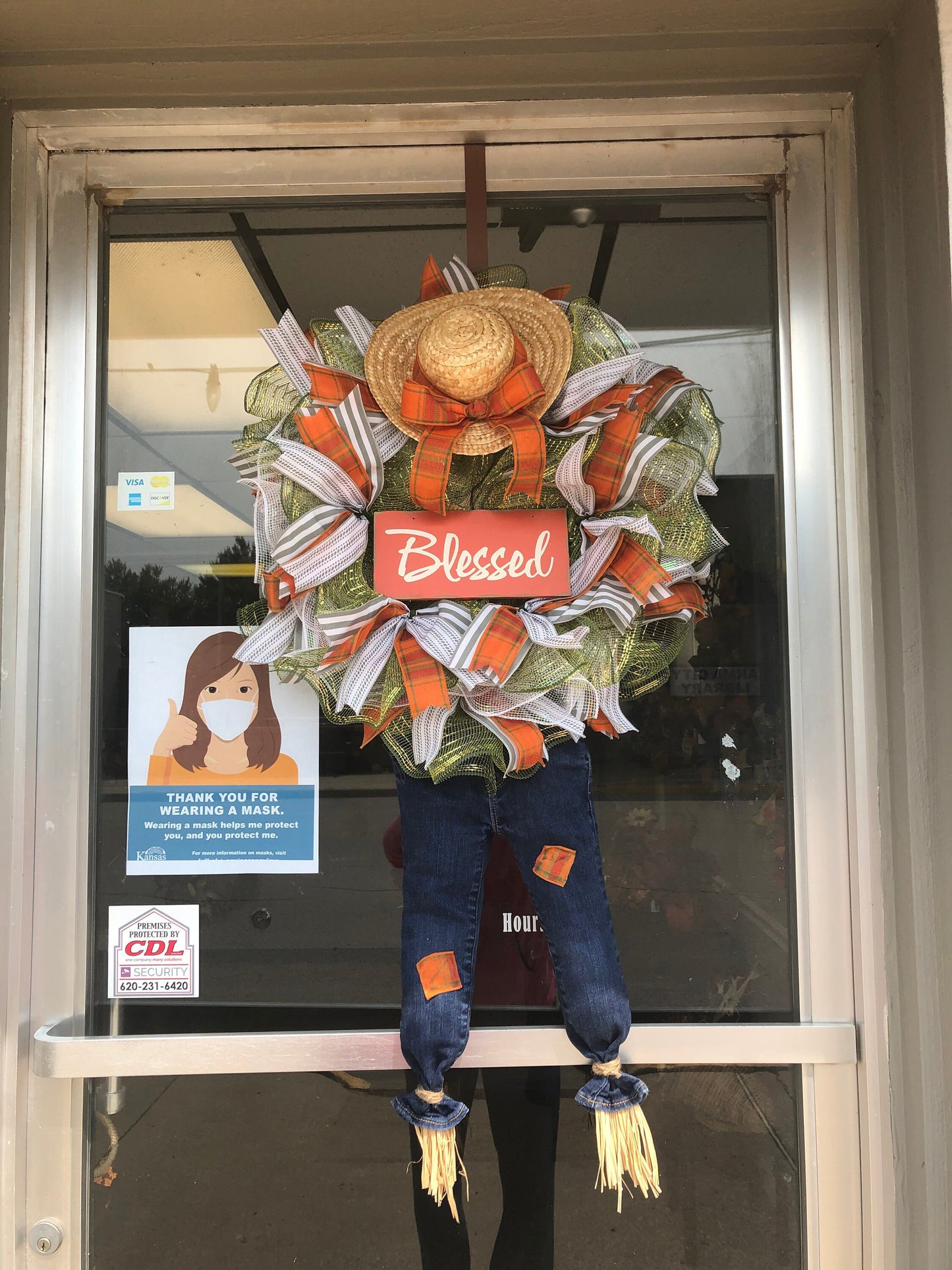 Girl scarecrow wreath, fall wreath, front door decor, scarecrow decor, porch decor