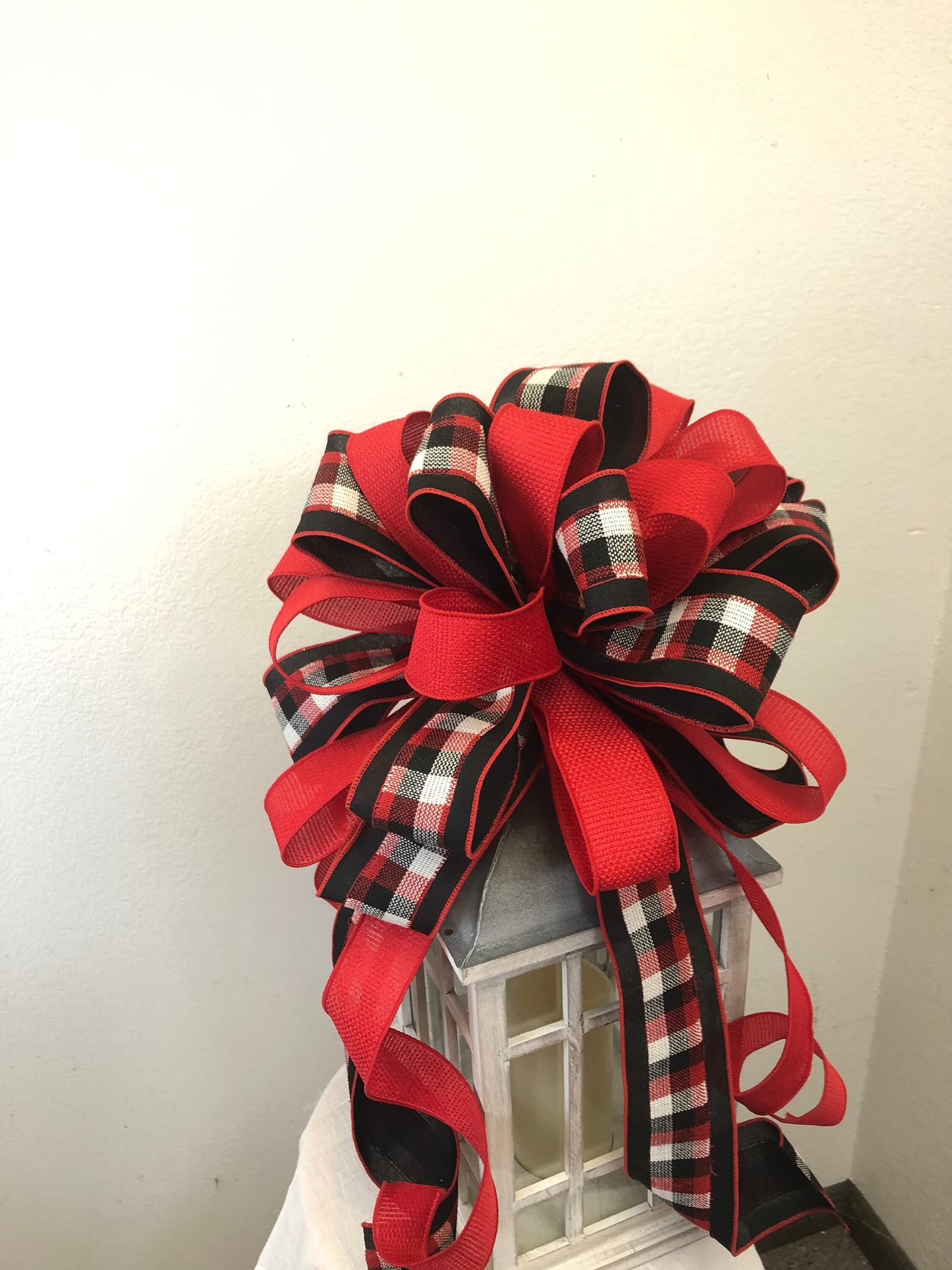 Tree topper bow, large bow, wreath bow, Christmas bow