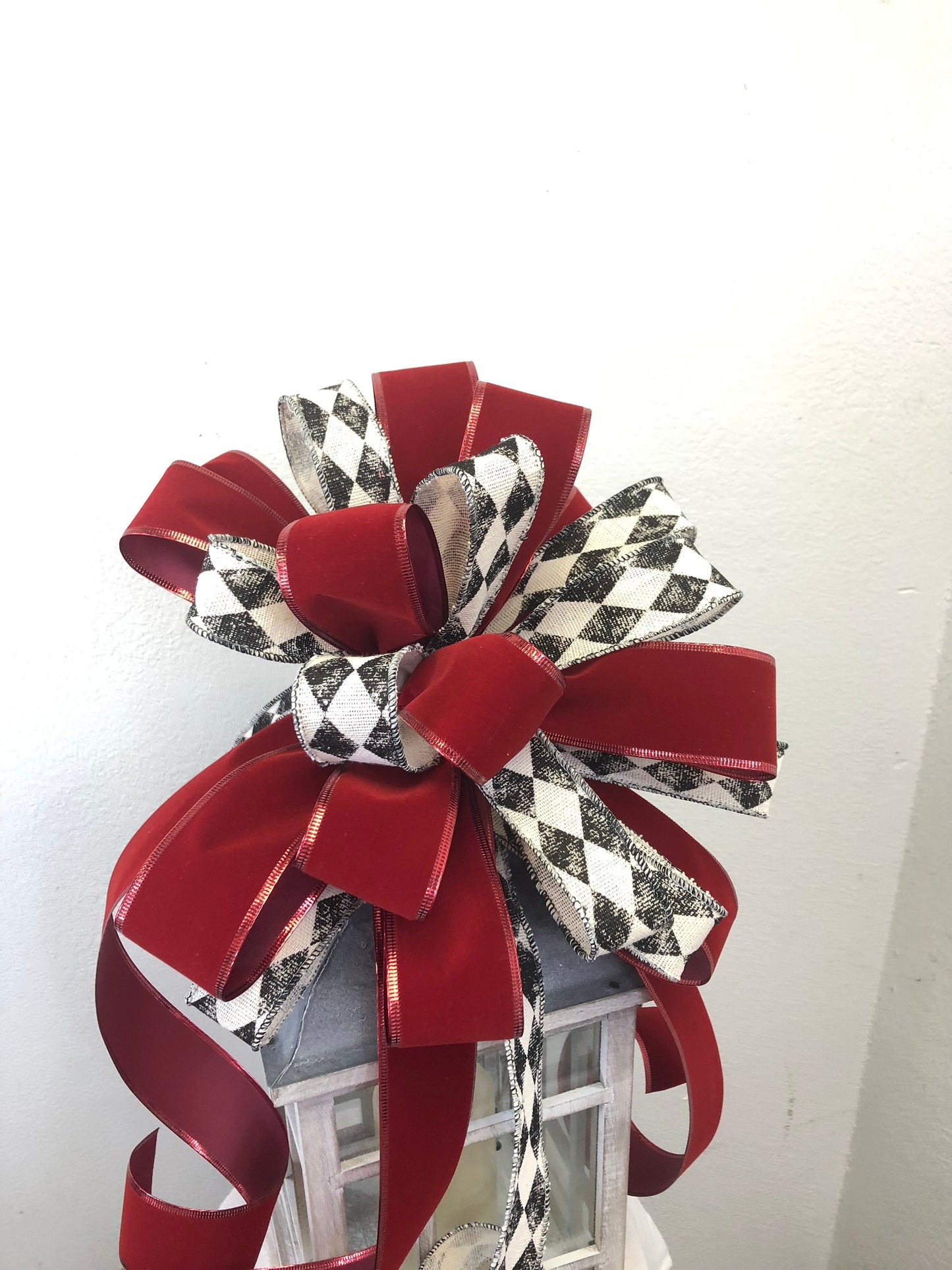 Tree topper bow, large bow, wreath bow, Christmas bow