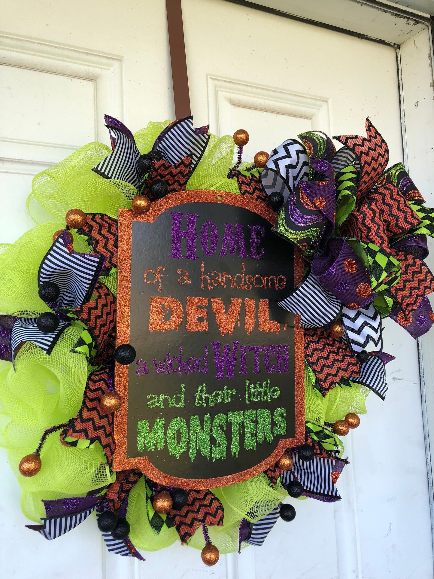 Halloween wreath, fall holiday wreath, front door wreath, handsome devil wreath, halloween reef, porch decor, fall holiday reef,