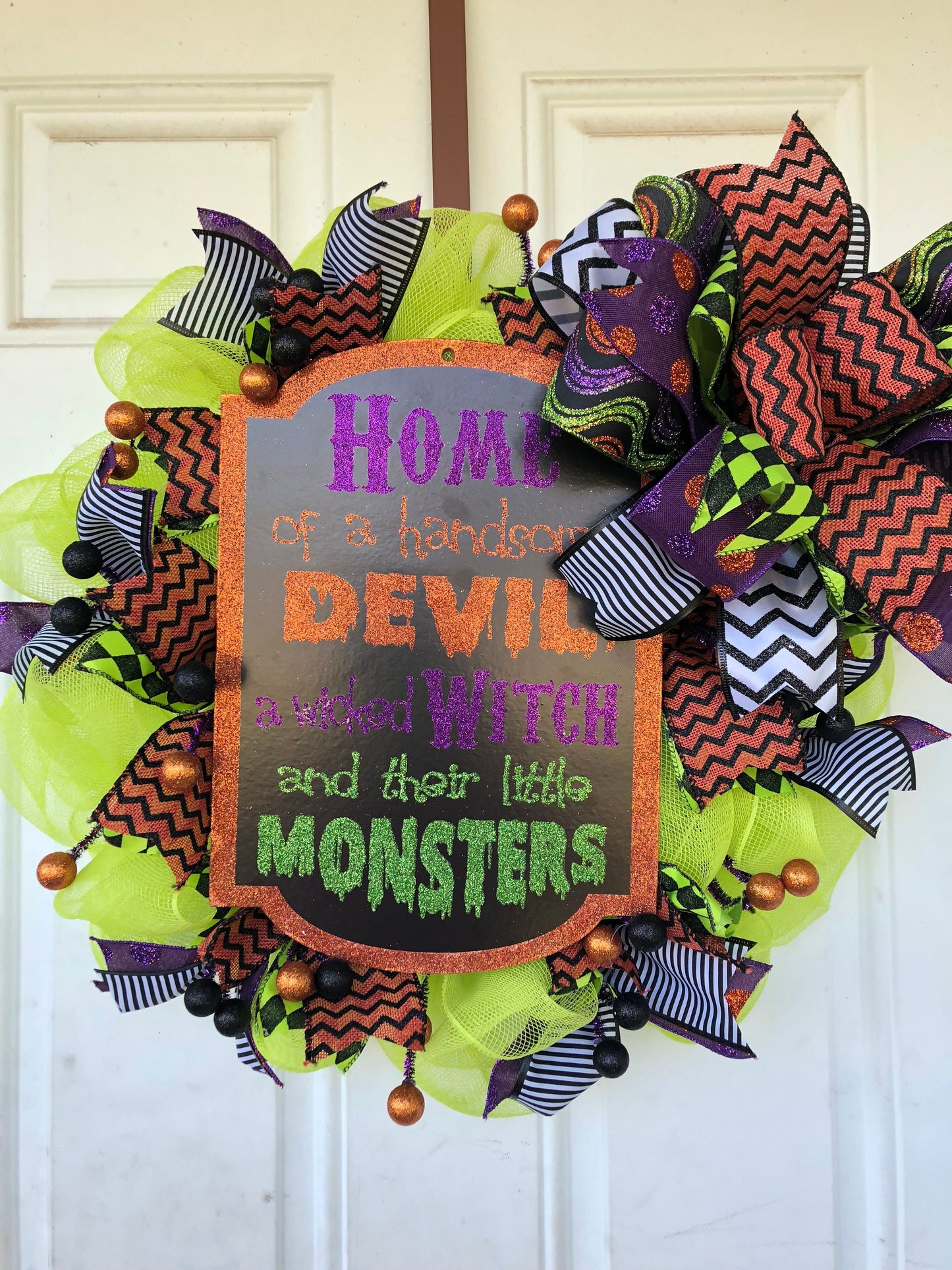 Halloween wreath, fall holiday wreath, front door wreath, handsome devil wreath, halloween reef, porch decor, fall holiday reef,