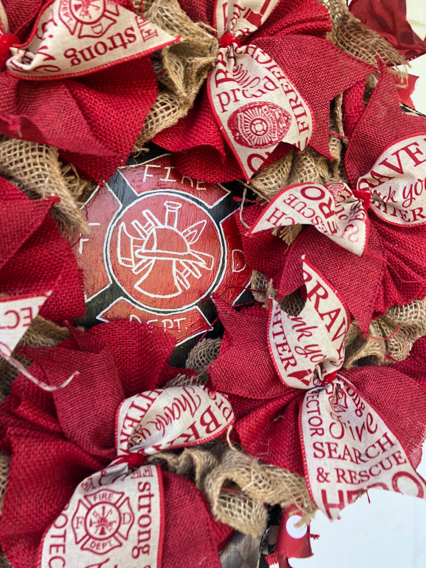 Burlap wreath, firefighter wreath, Maltese cross, everyday wreath, fire department, Hero wreath, first responder, fire safety,