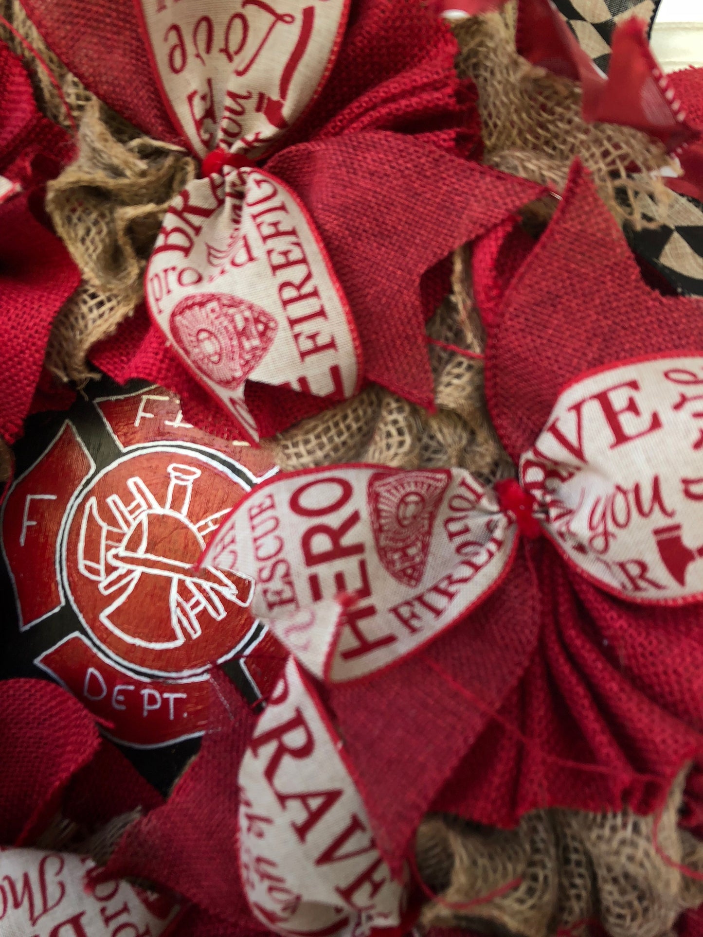 Burlap wreath, firefighter wreath, Maltese cross, everyday wreath, fire department, Hero wreath, first responder, fire safety,