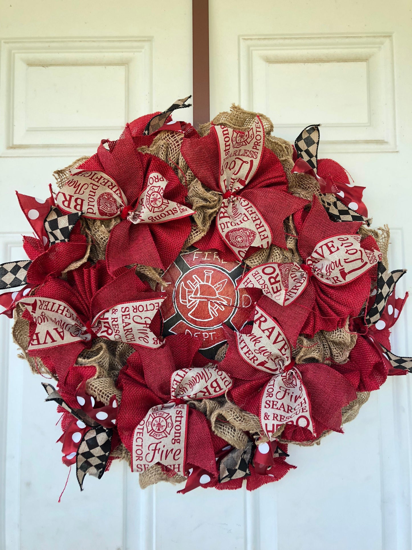 Burlap wreath, firefighter wreath, Maltese cross, everyday wreath, fire department, Hero wreath, first responder, fire safety,