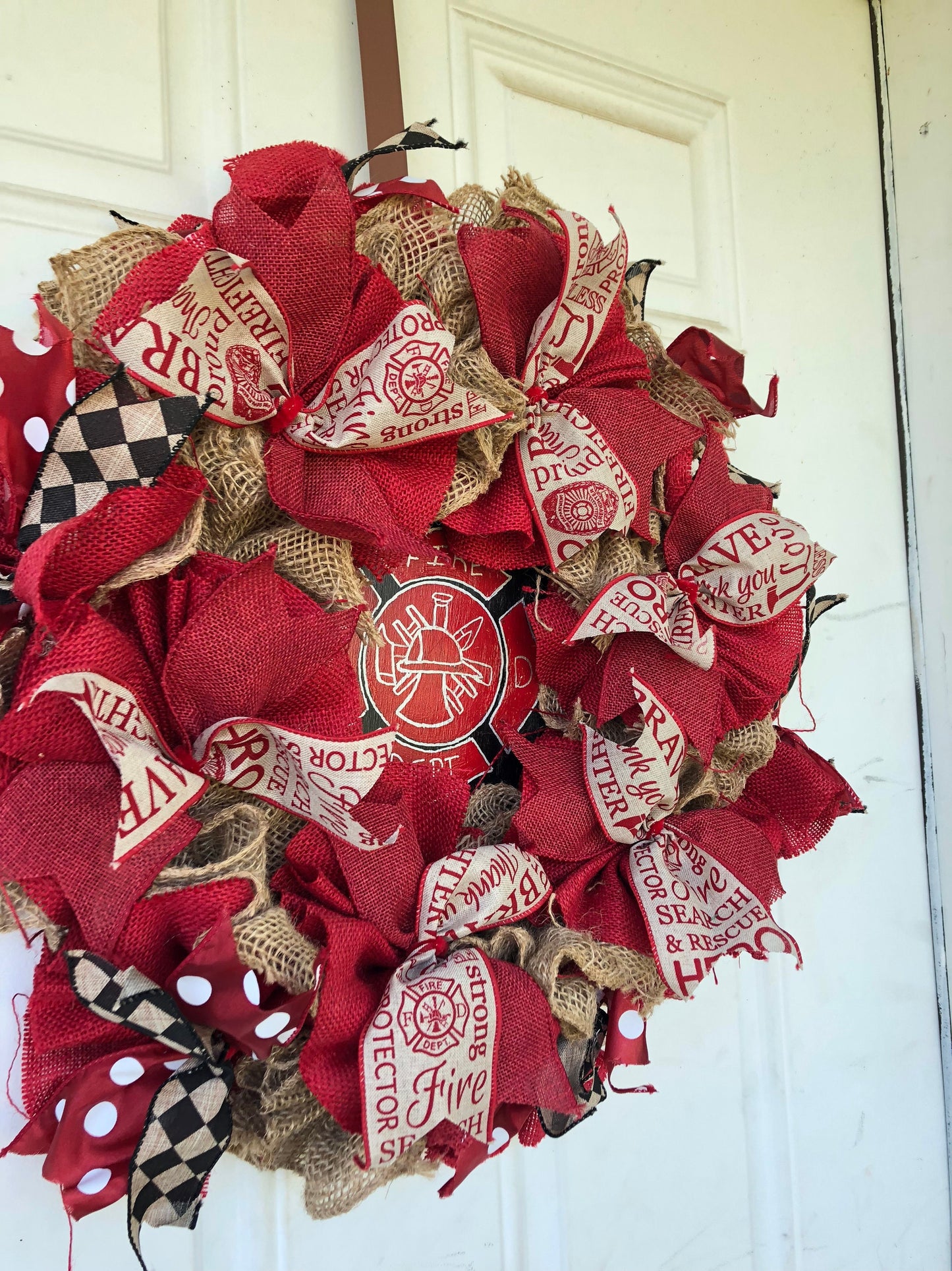 Burlap wreath, firefighter wreath, Maltese cross, everyday wreath, fire department, Hero wreath, first responder, fire safety,