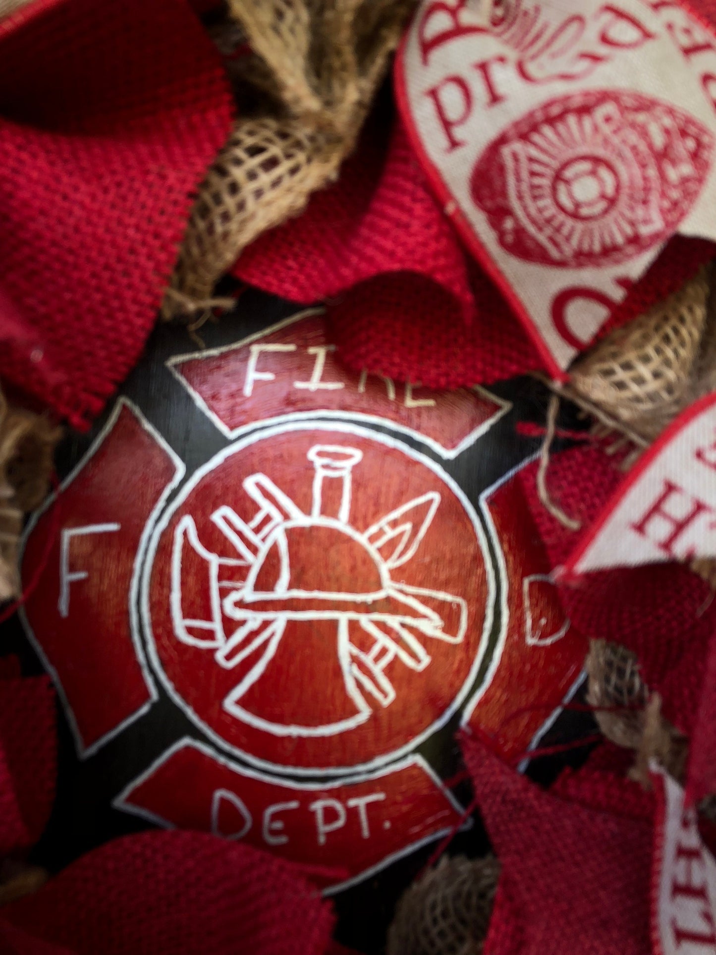 Burlap wreath, firefighter wreath, Maltese cross, everyday wreath, fire department, Hero wreath, first responder, fire safety,