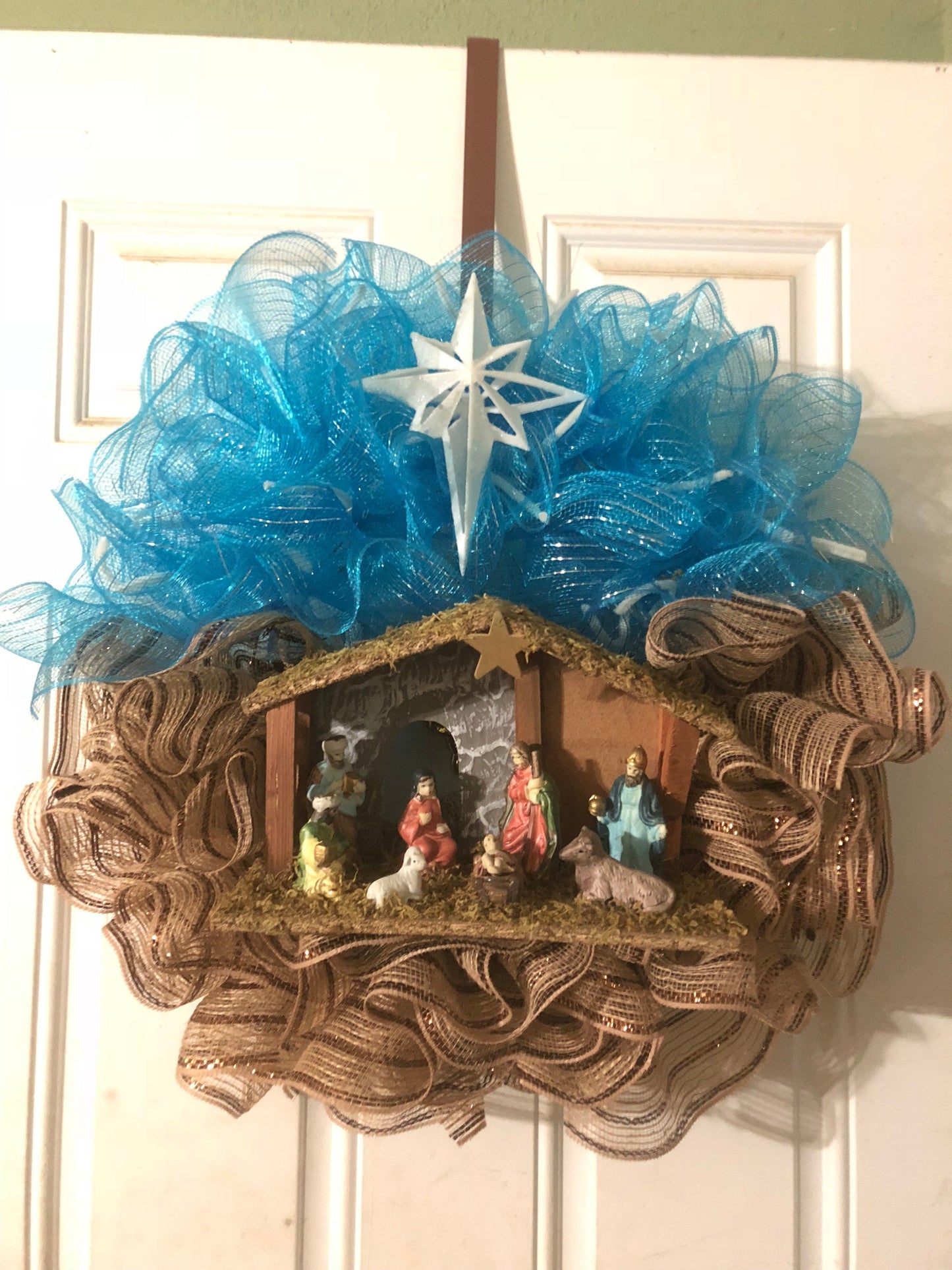 Nativity, holiday wreath, door decor, Christmas wreath