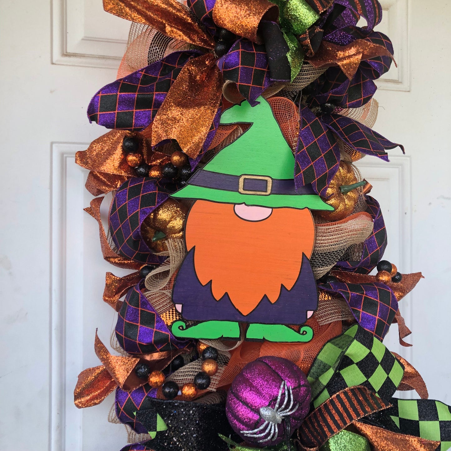 Halloween swag, fall holiday swag, front door swag, gnome swag, halloween reef, porch decor, fall holiday reef,