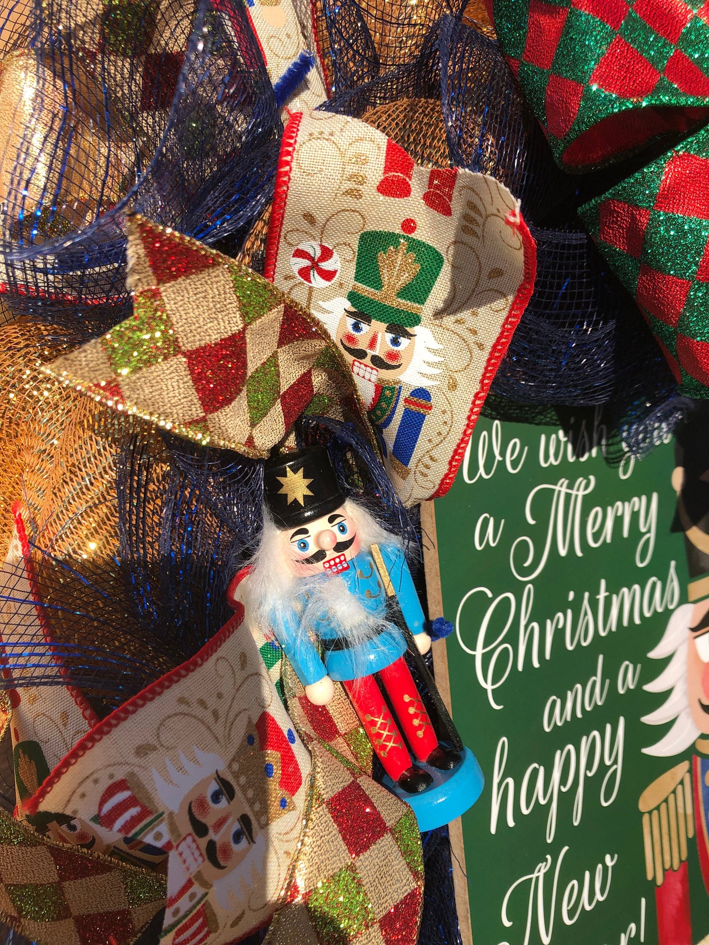 Nutcracker wreath, new year wreath, Christmas wreath , whimsical wreath, Christmas reef, blue and gold wreath, front door decor, porch decor