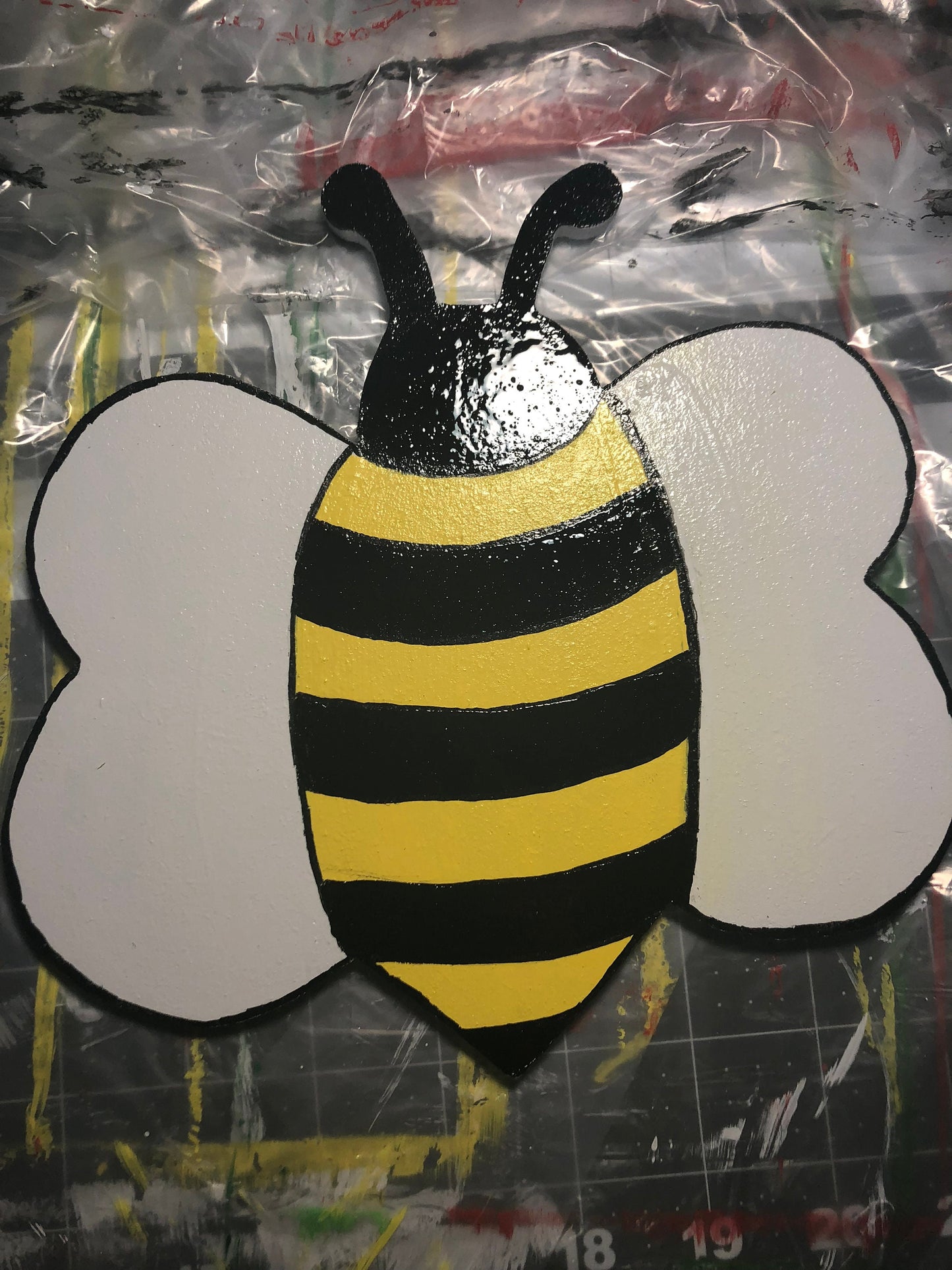 Bee attachment, wood sign, hand painted bee, hand painted bee sign, wood bee sign, wood bee attachment,