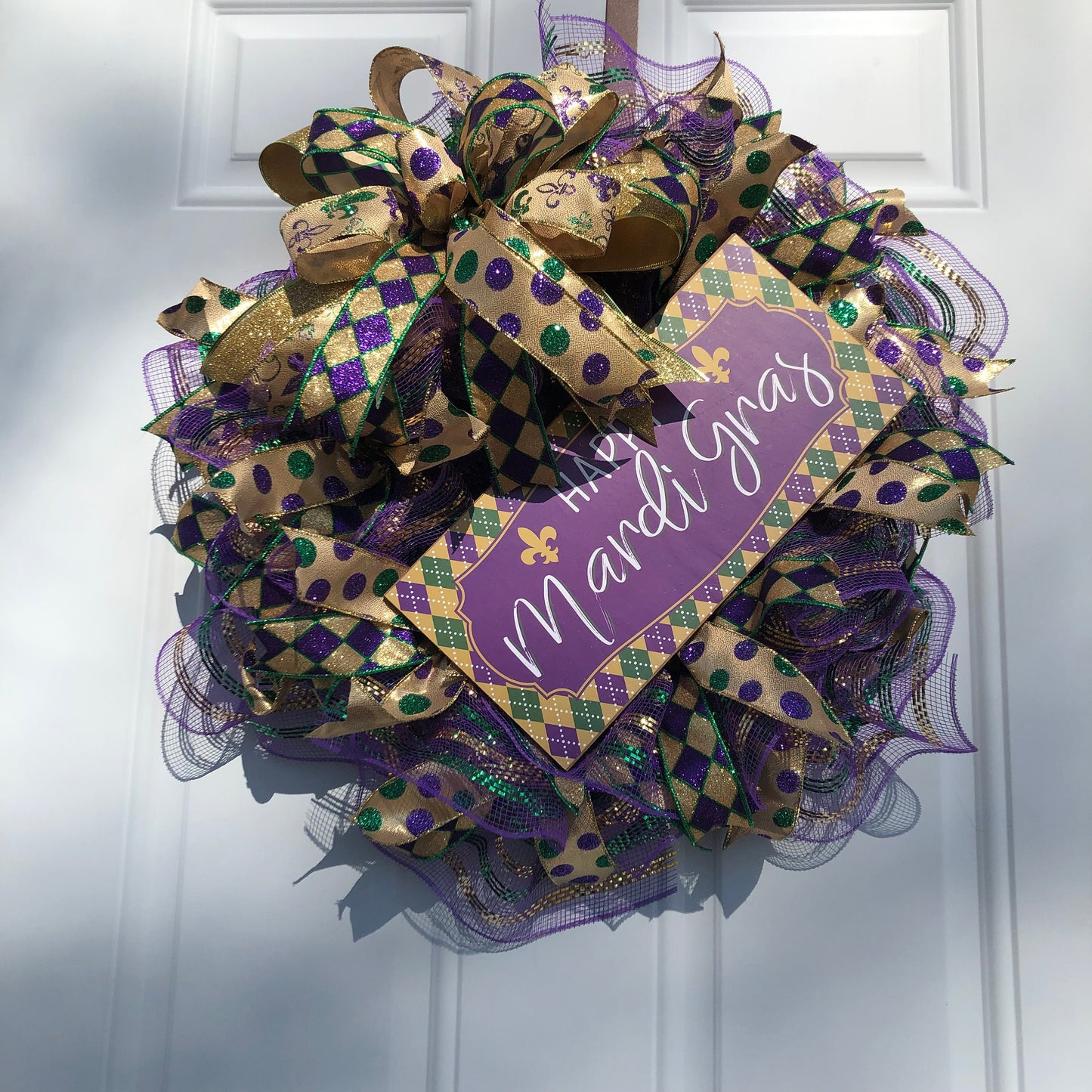 Mardi Gras, New Orleans wreath, front door wreath, porch decor, party decor, Mardi Gras mask wreath
