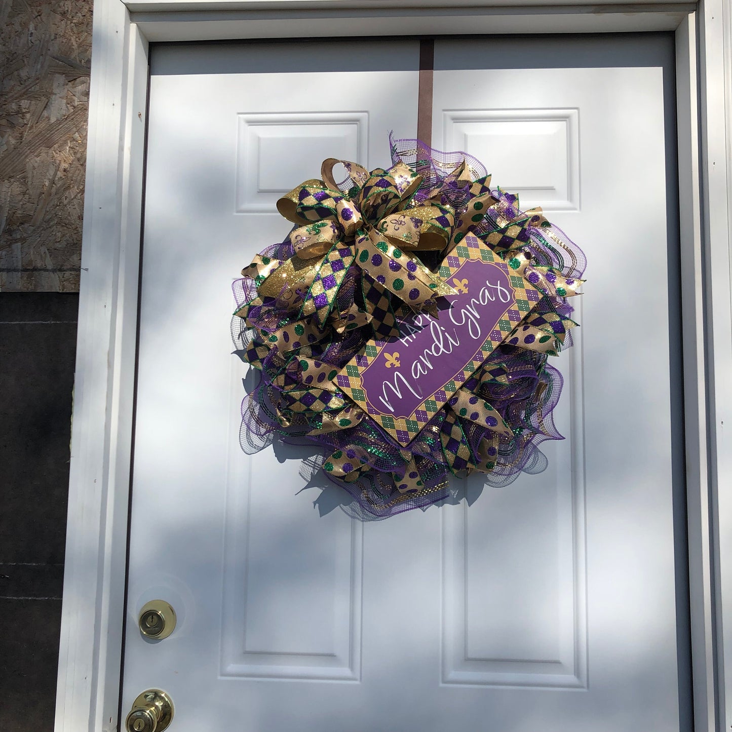 Mardi Gras, New Orleans wreath, front door wreath, porch decor, party decor, Mardi Gras mask wreath