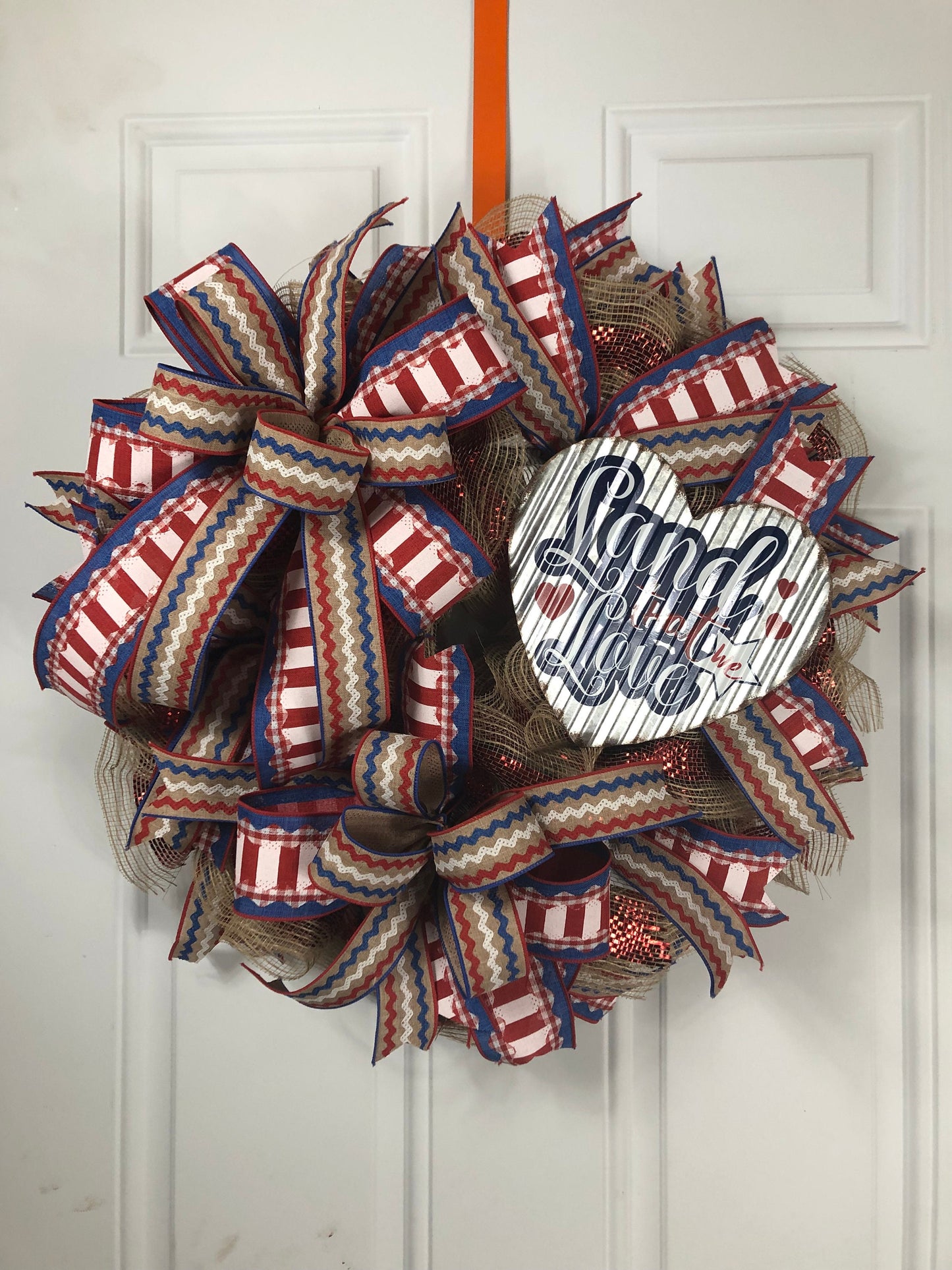 Thin wreath ,Land that we love, Fourth ofJuly wreath holiday  decor,  front door decor , best Fourth of July wreath, Independence Day decor