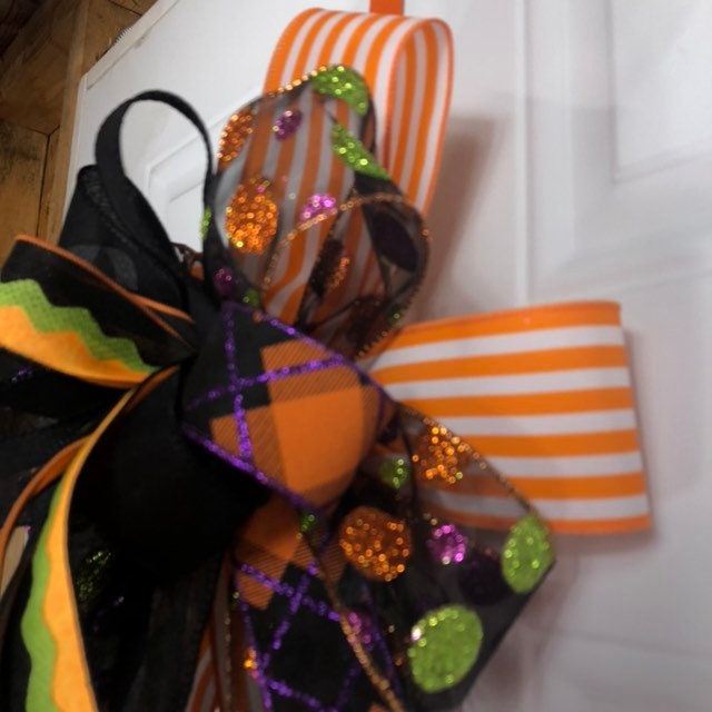Halloween bow, wreath bow, bow, handmade bow, ribbon bows, wreath embellishments