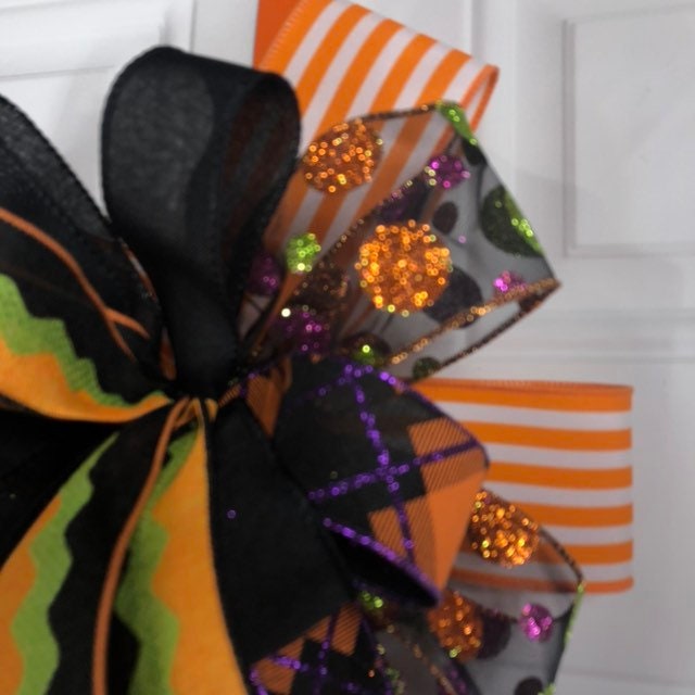 Halloween bow, wreath bow, bow, handmade bow, ribbon bows, wreath embellishments