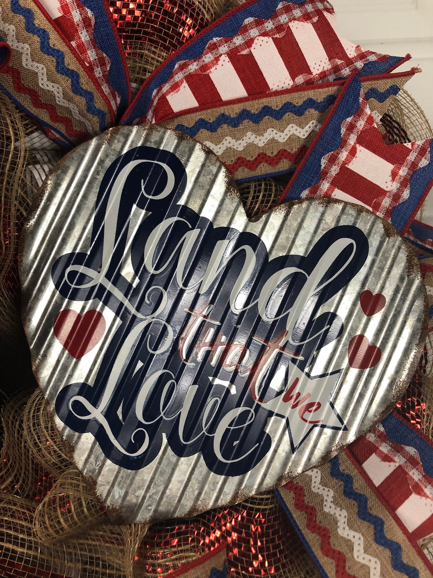 Thin wreath ,Land that we love, Fourth ofJuly wreath holiday  decor,  front door decor , best Fourth of July wreath, Independence Day decor
