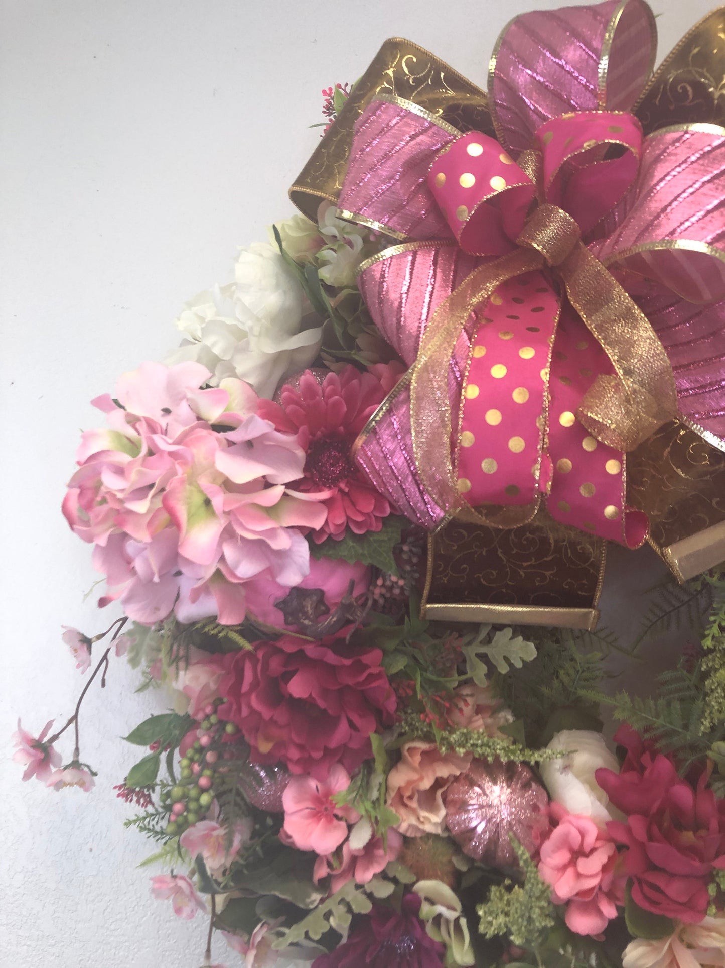 Pink floral, breast cancer awareness, luxury floral wreath, porch decor, front door wreath, large floral wreath
