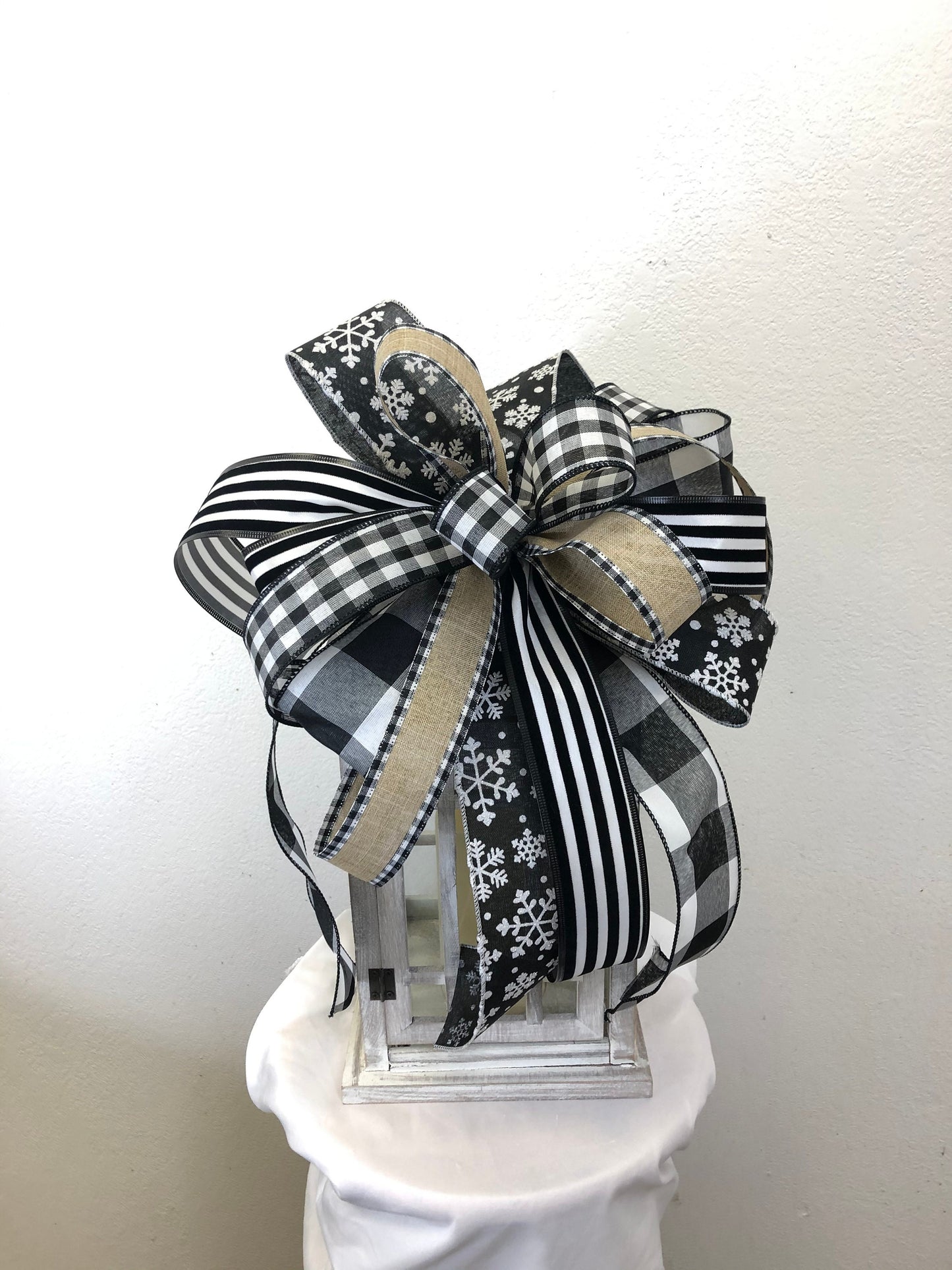 Tree topper bow, large bow, wreath bow, Christmas bow