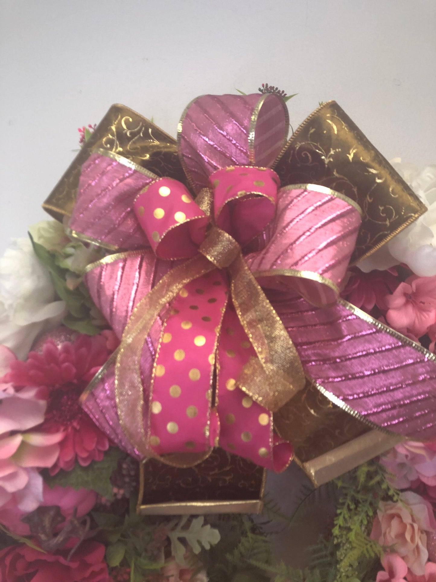 Pink floral, breast cancer awareness, luxury floral wreath, porch decor, front door wreath, large floral wreath