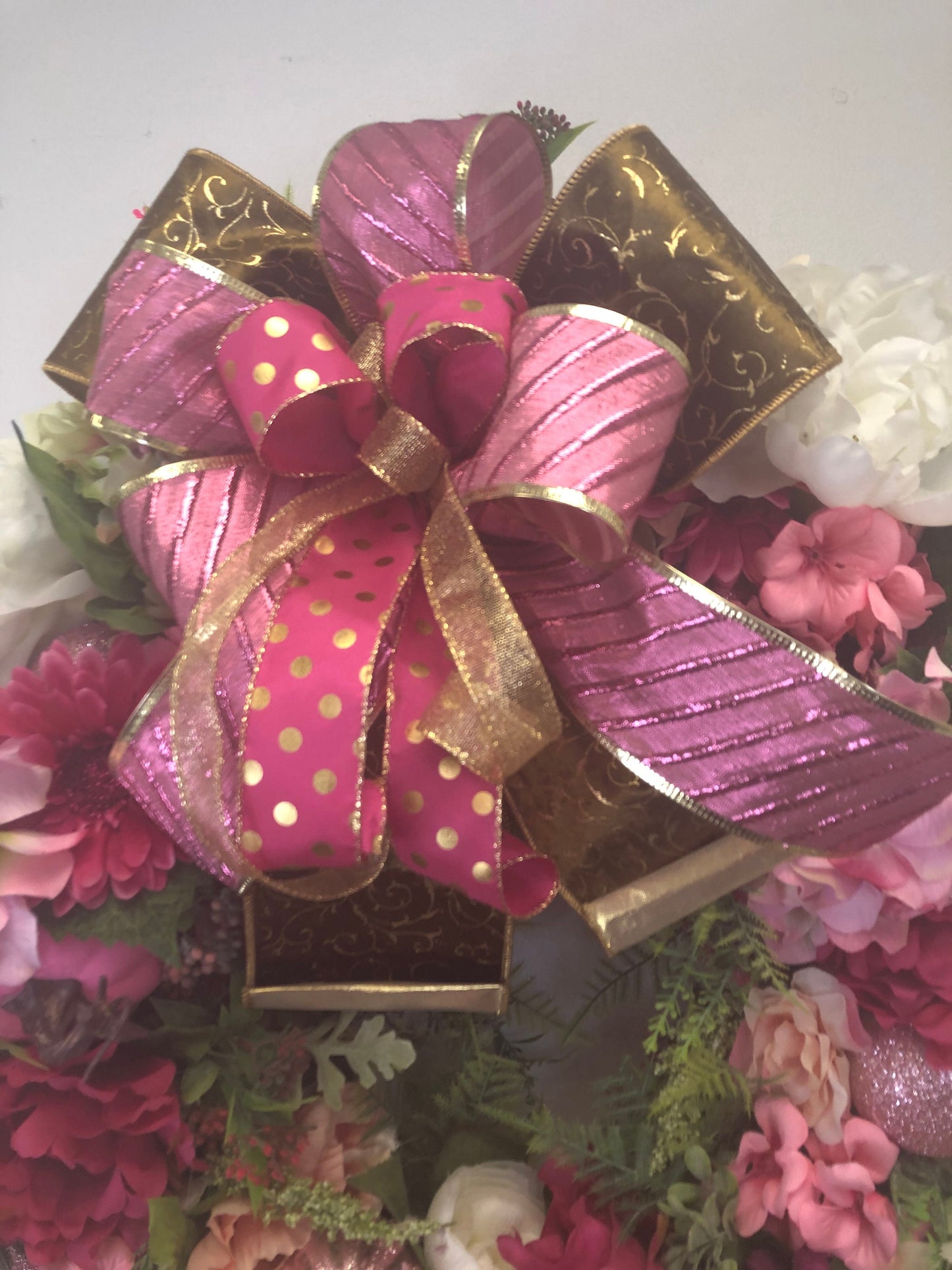 Pink floral, breast cancer awareness, luxury floral wreath, porch decor, front door wreath, large floral wreath