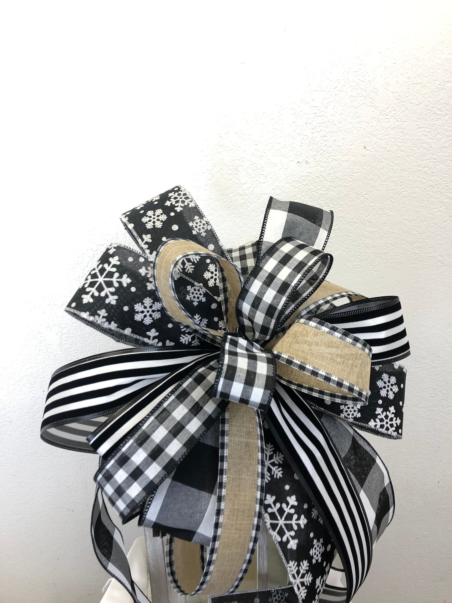 Tree topper bow, large bow, wreath bow, Christmas bow
