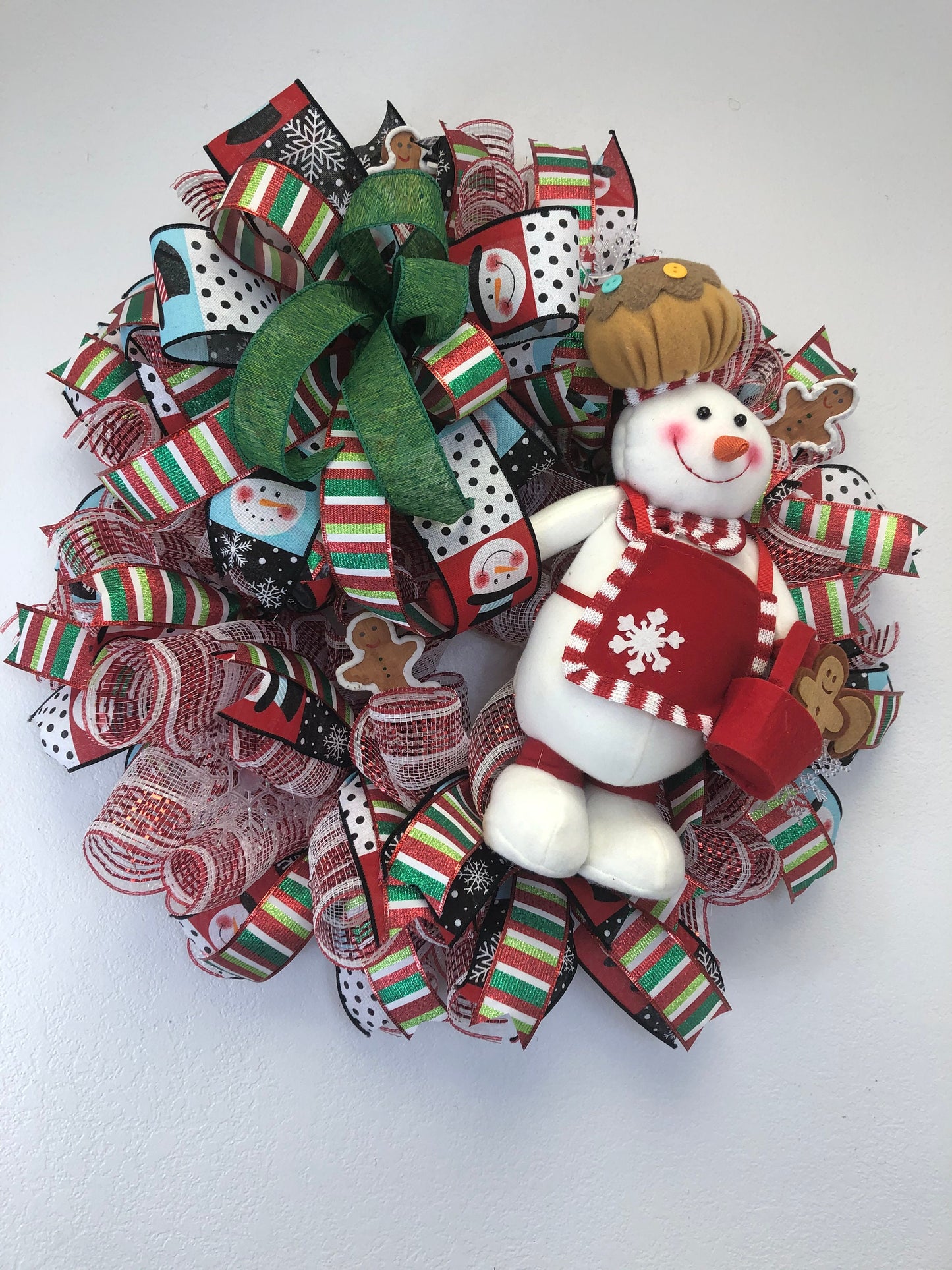 Christmas wreath, snowman wreath, gingerbread wreath, Christmas decor, front door wreath, porch decor,