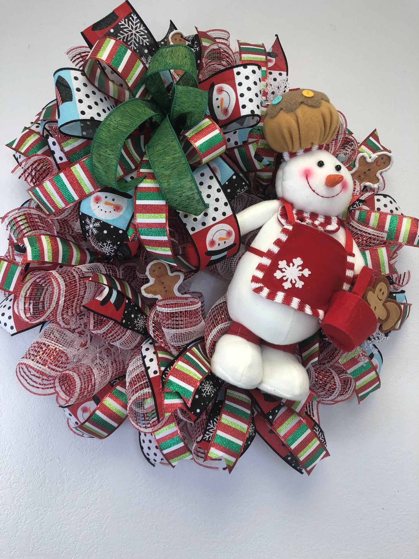 Christmas wreath, snowman wreath, gingerbread wreath, Christmas decor, front door wreath, porch decor,