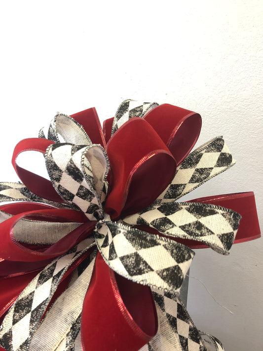 Tree topper bow, large bow, wreath bow, Christmas bow