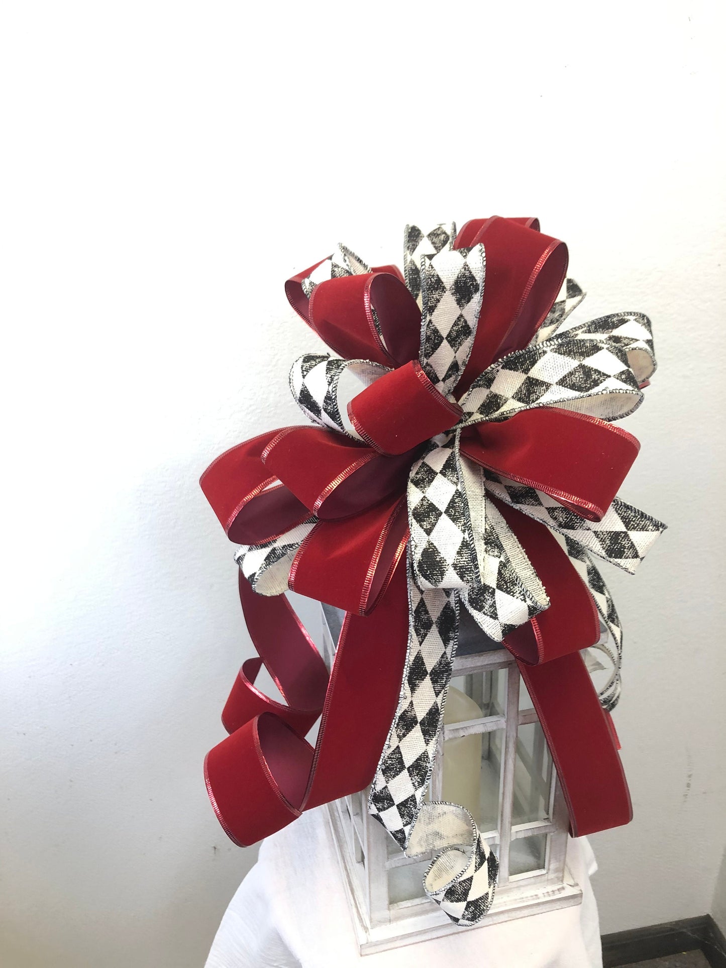 Tree topper bow, large bow, wreath bow, Christmas bow