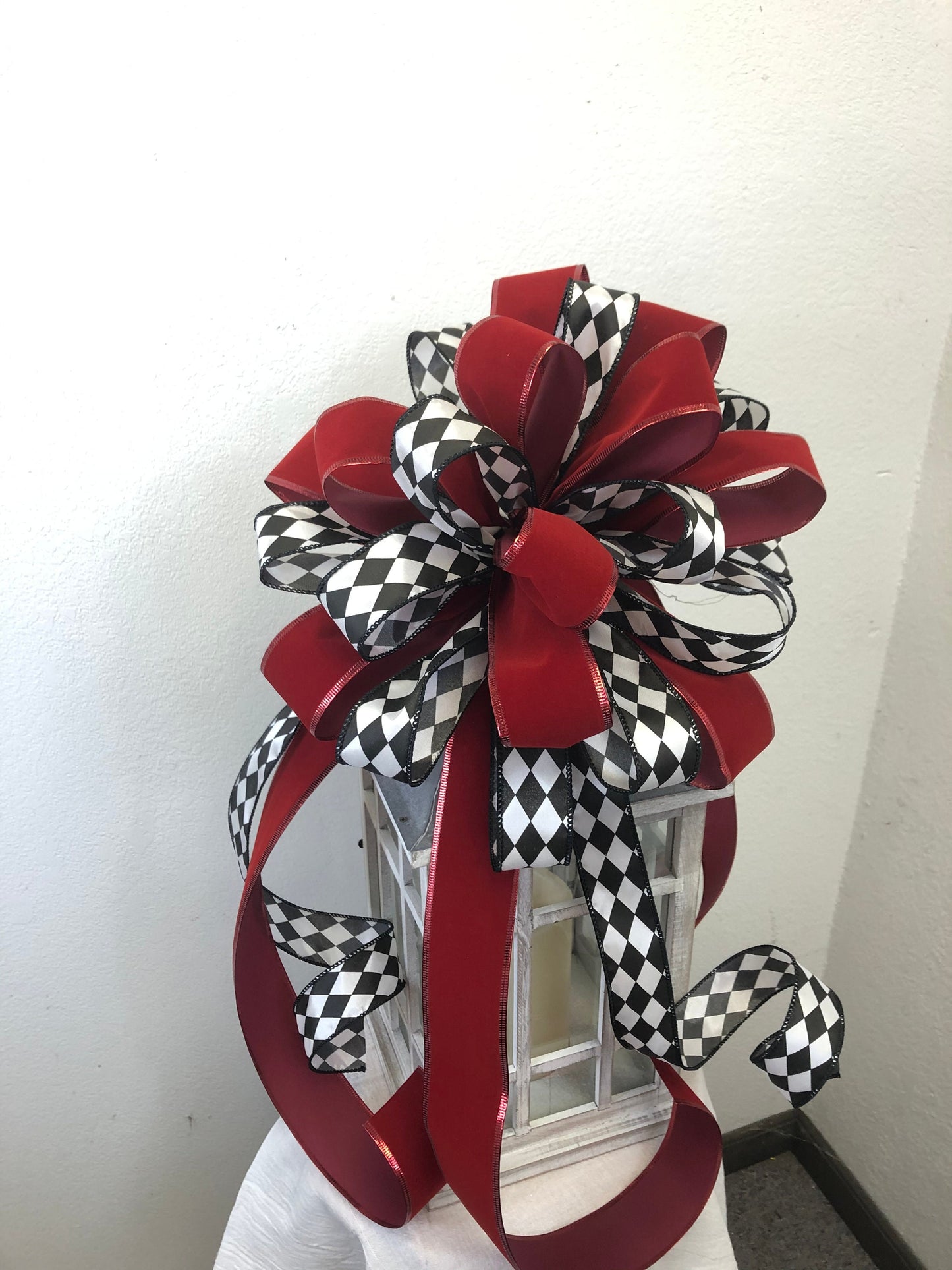 Tree topper bow, large bow, wreath bow, Christmas bow