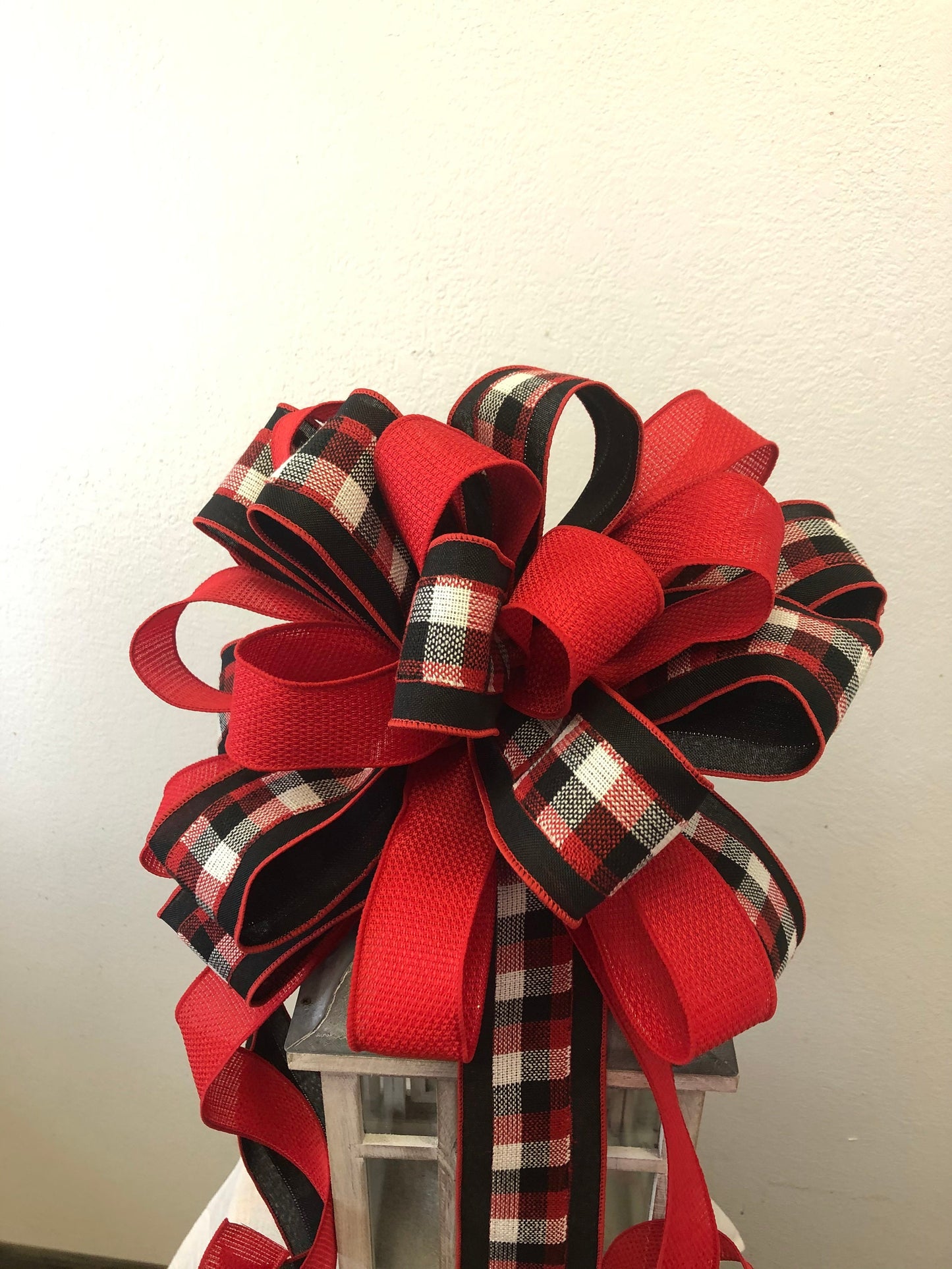 Tree topper bow, large bow, wreath bow, Christmas bow