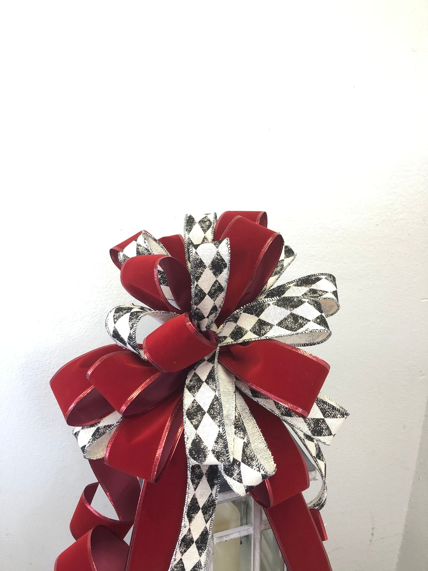 Tree topper bow, large bow, wreath bow, Christmas bow