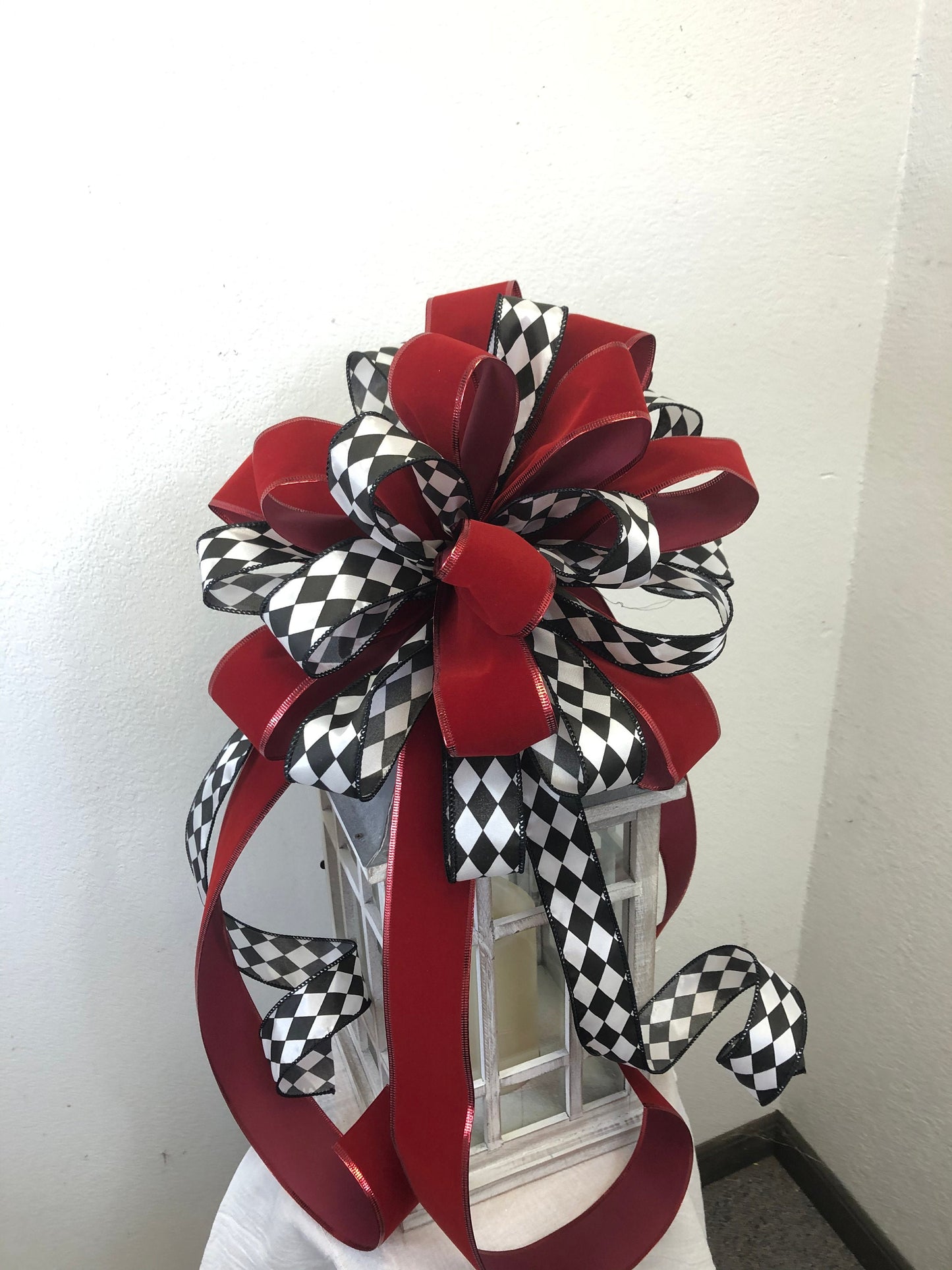 Tree topper bow, large bow, wreath bow, Christmas bow
