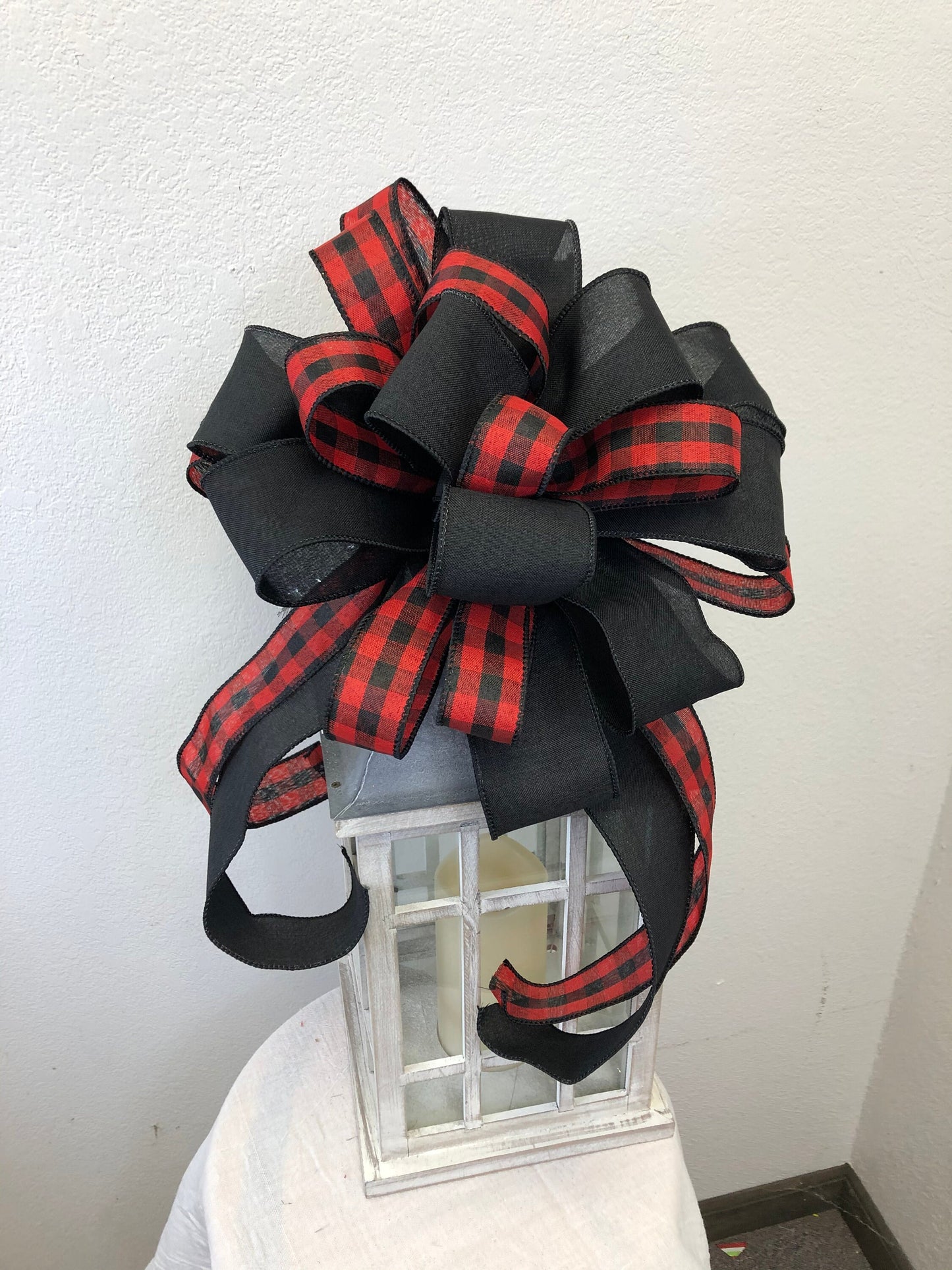 Tree topper bow, large bow, wreath bow, Christmas bow