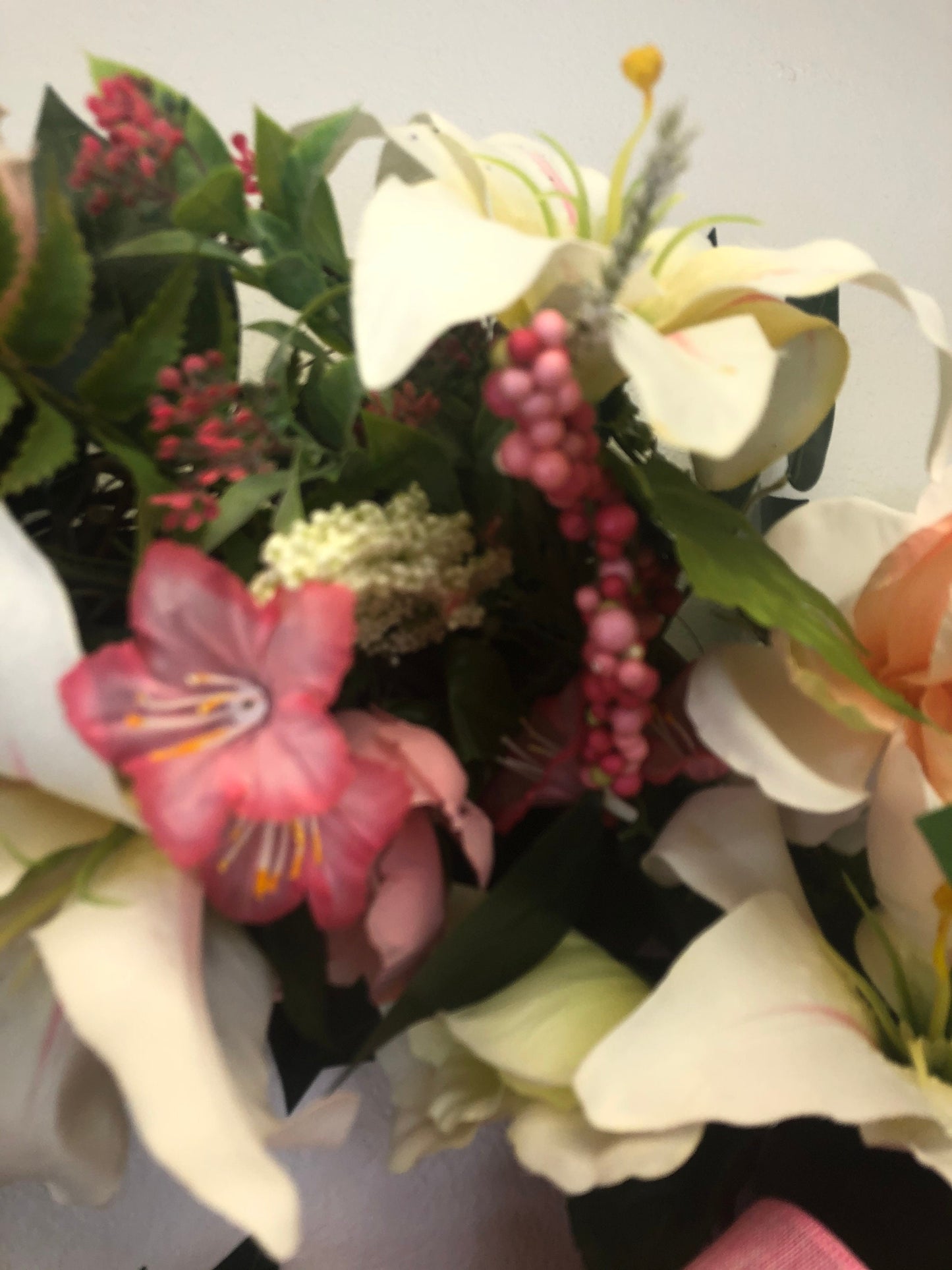 Mother’s Day ideas, Spring floral, spring wreath, Easter wreath, lily wreath, Easter lily wreath, porch decor, front door decor