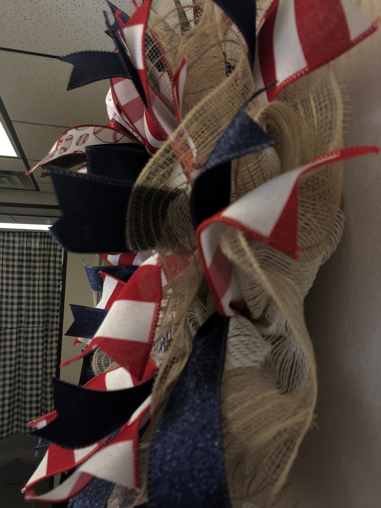 Baseball wreath, patriotic wreath, red white and blue, baseball decor, front door wreath, porch decor, front door decor, home sweet home
