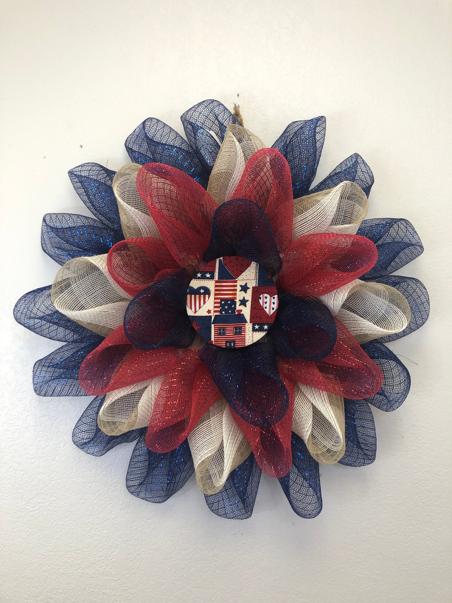 Patriotic flower, flower wreath, front door wreath, porch decor, front door decor