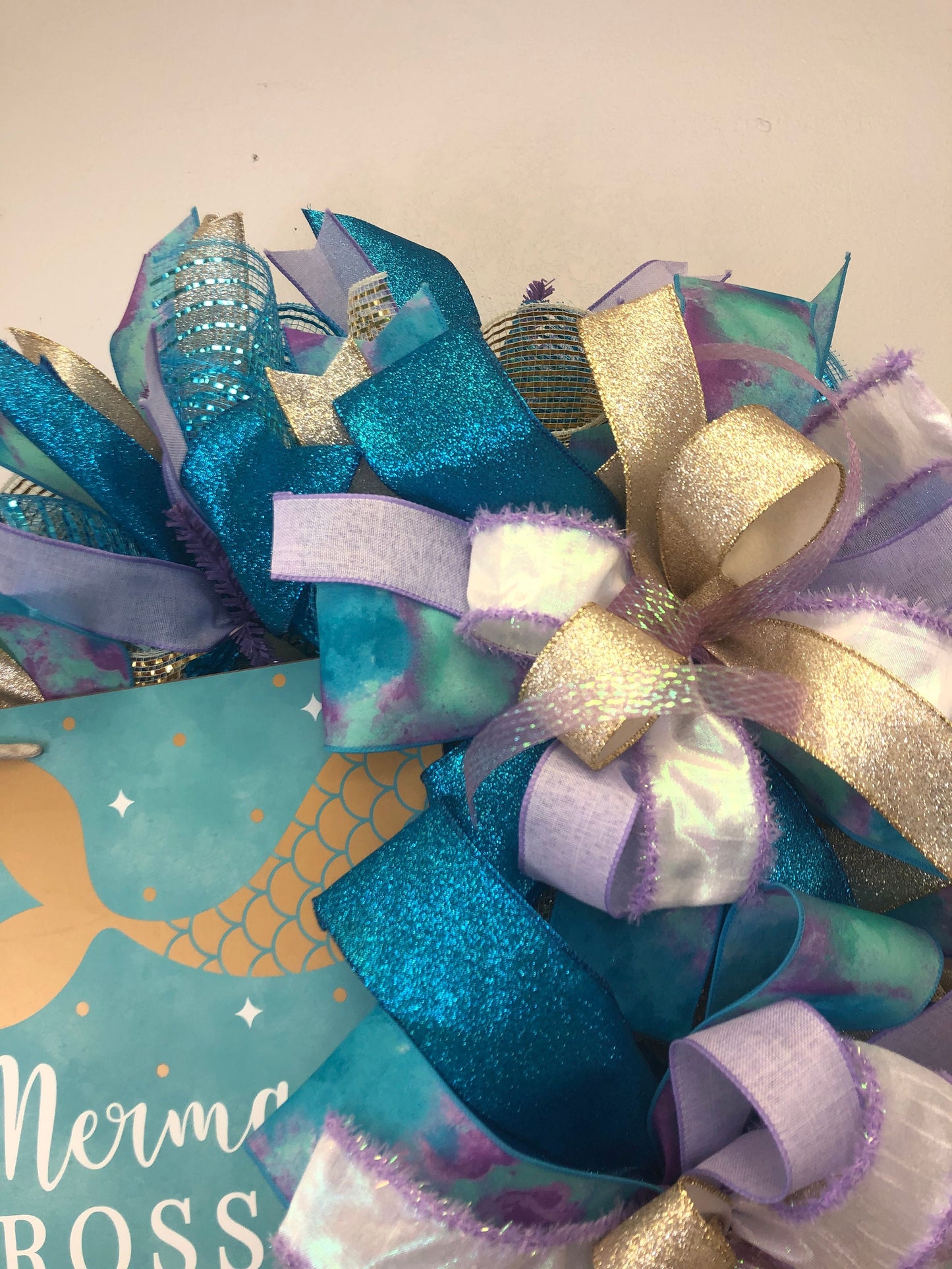Mermaid wreath, beach wreath, nautical, porch decor, front door wreath, little girls room decor