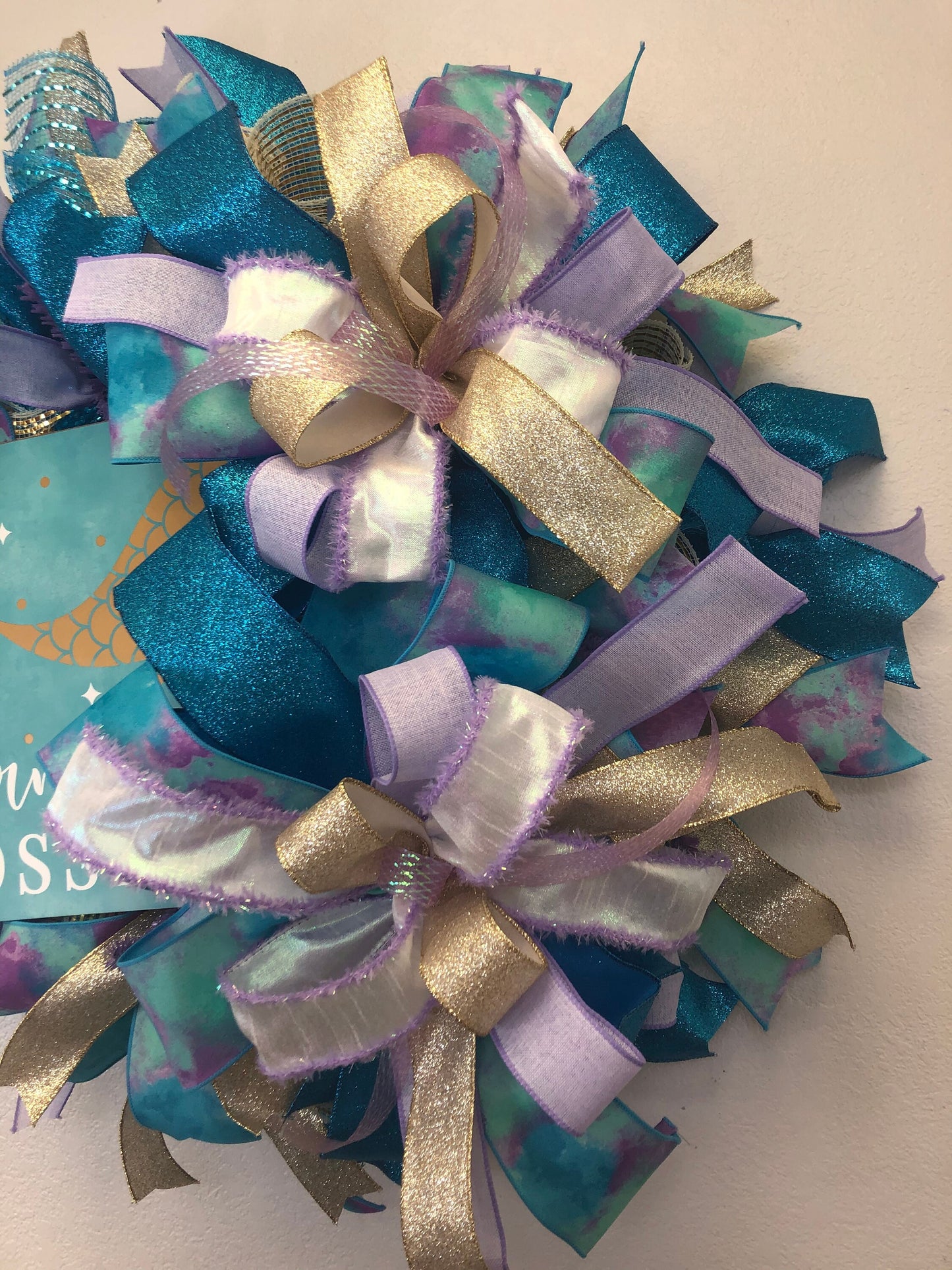 Mermaid wreath, beach wreath, nautical, porch decor, front door wreath, little girls room decor