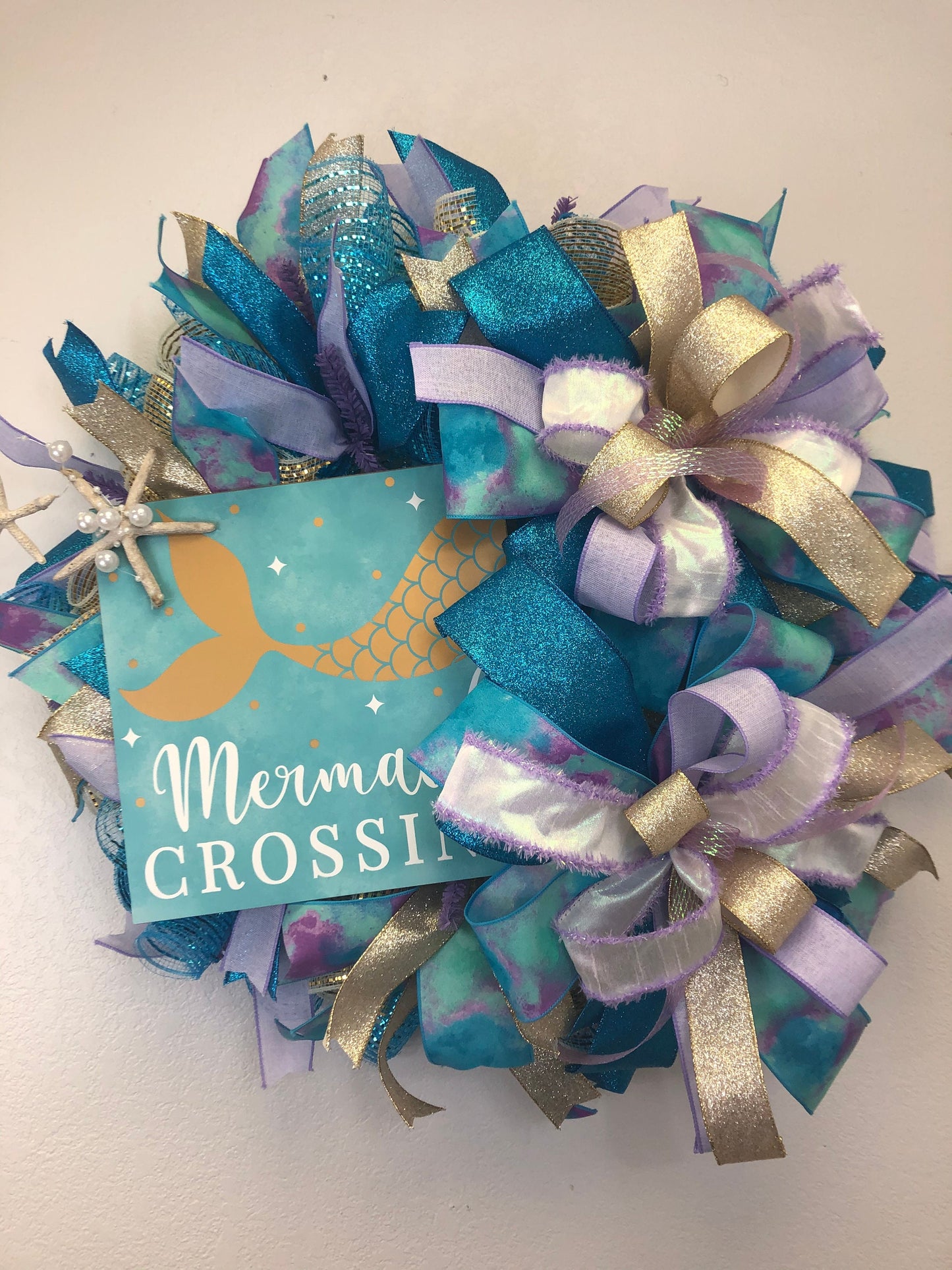 Mermaid wreath, beach wreath, nautical, porch decor, front door wreath, little girls room decor