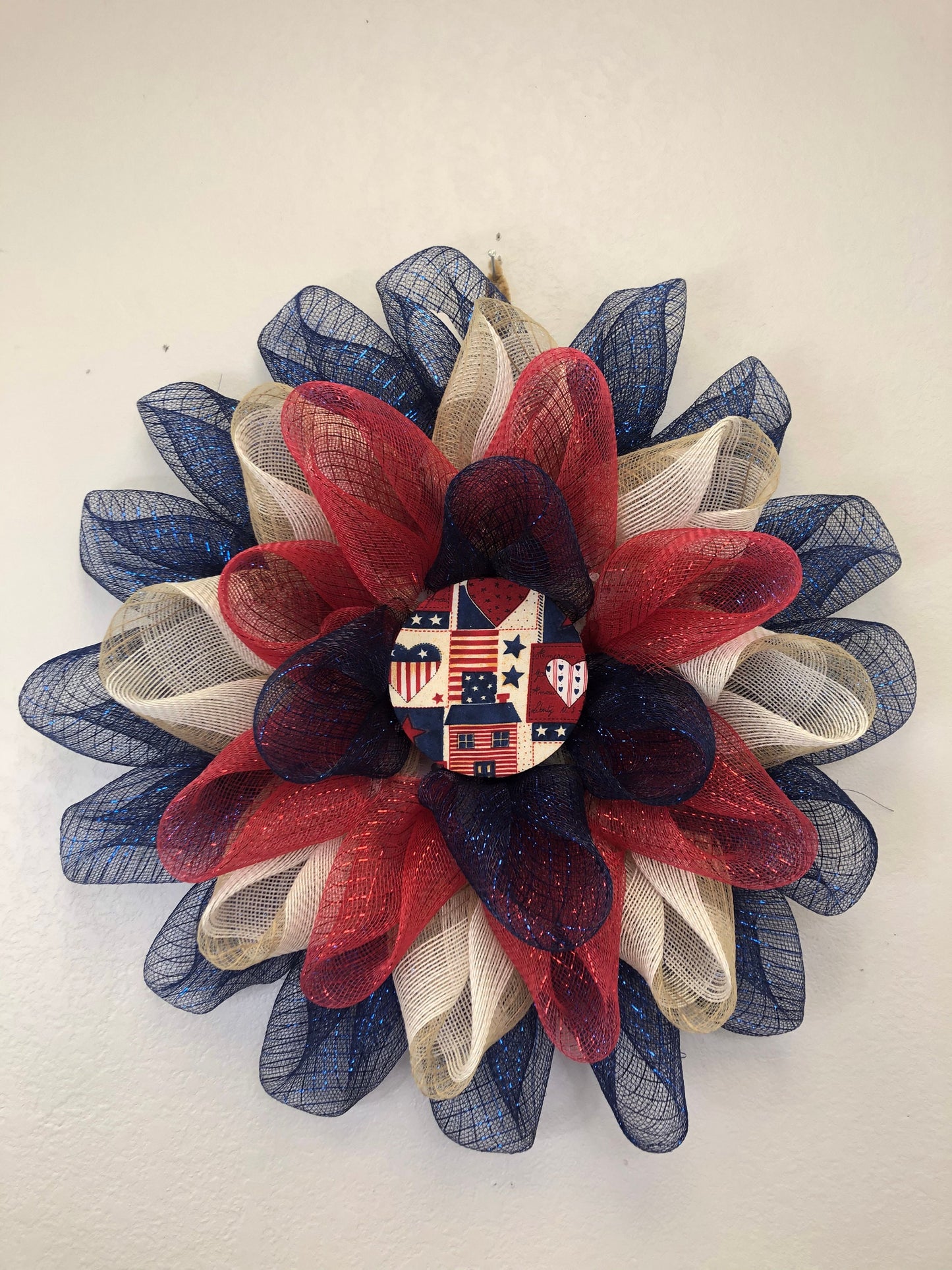 Patriotic flower, flower wreath, front door wreath, porch decor, front door decor