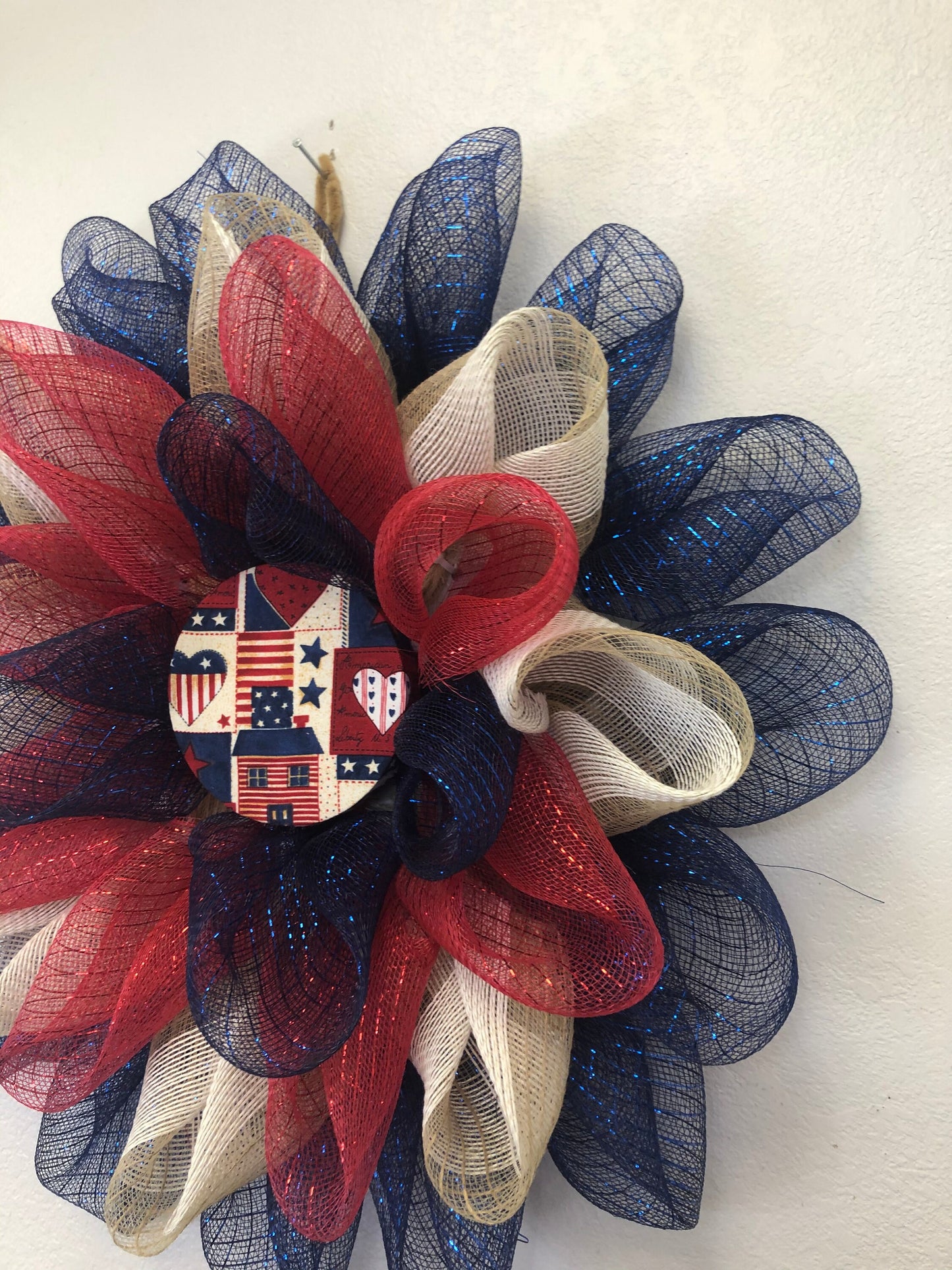Patriotic flower, flower wreath, front door wreath, porch decor, front door decor