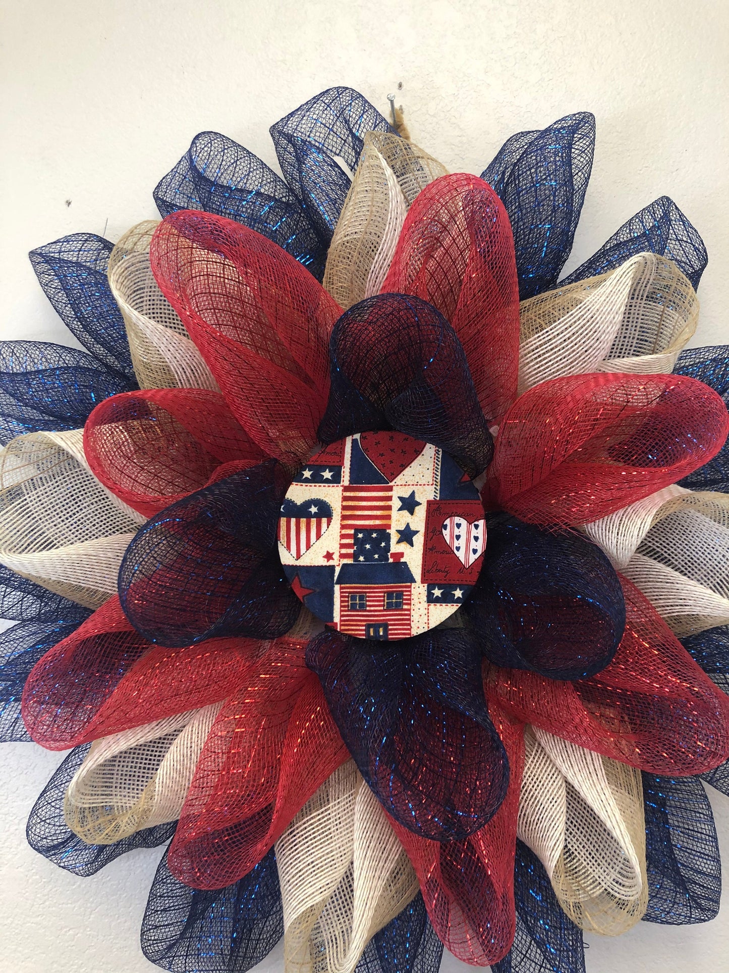 Patriotic flower, flower wreath, front door wreath, porch decor, front door decor
